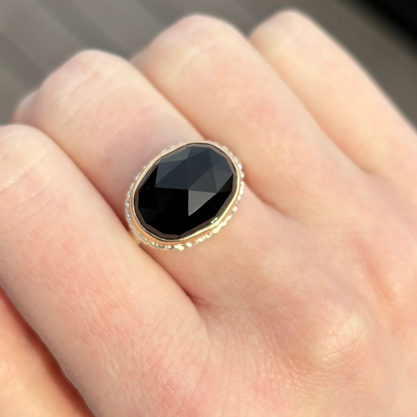 Sterling Lava Edge & 14K Gold Black Onyx Ring