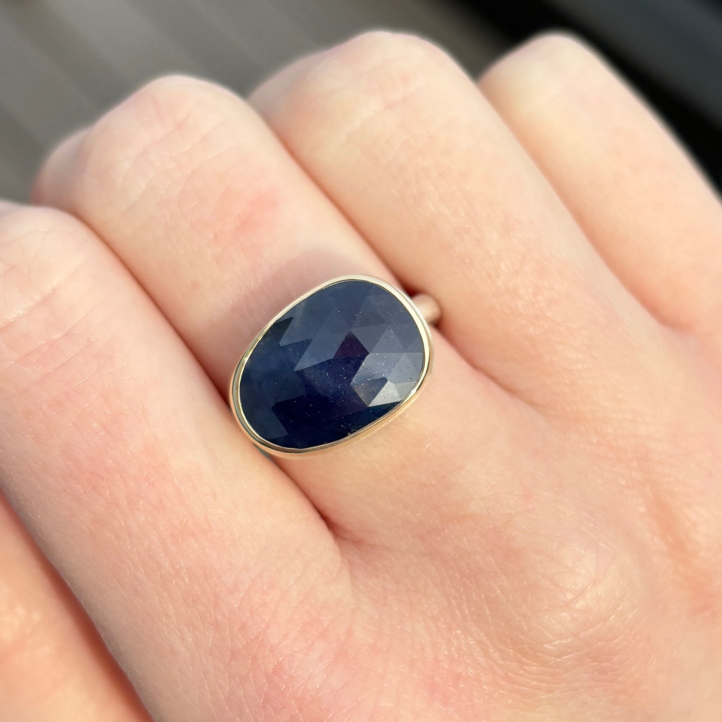 Sterling & 14K Gold Blue Sapphire Ring
