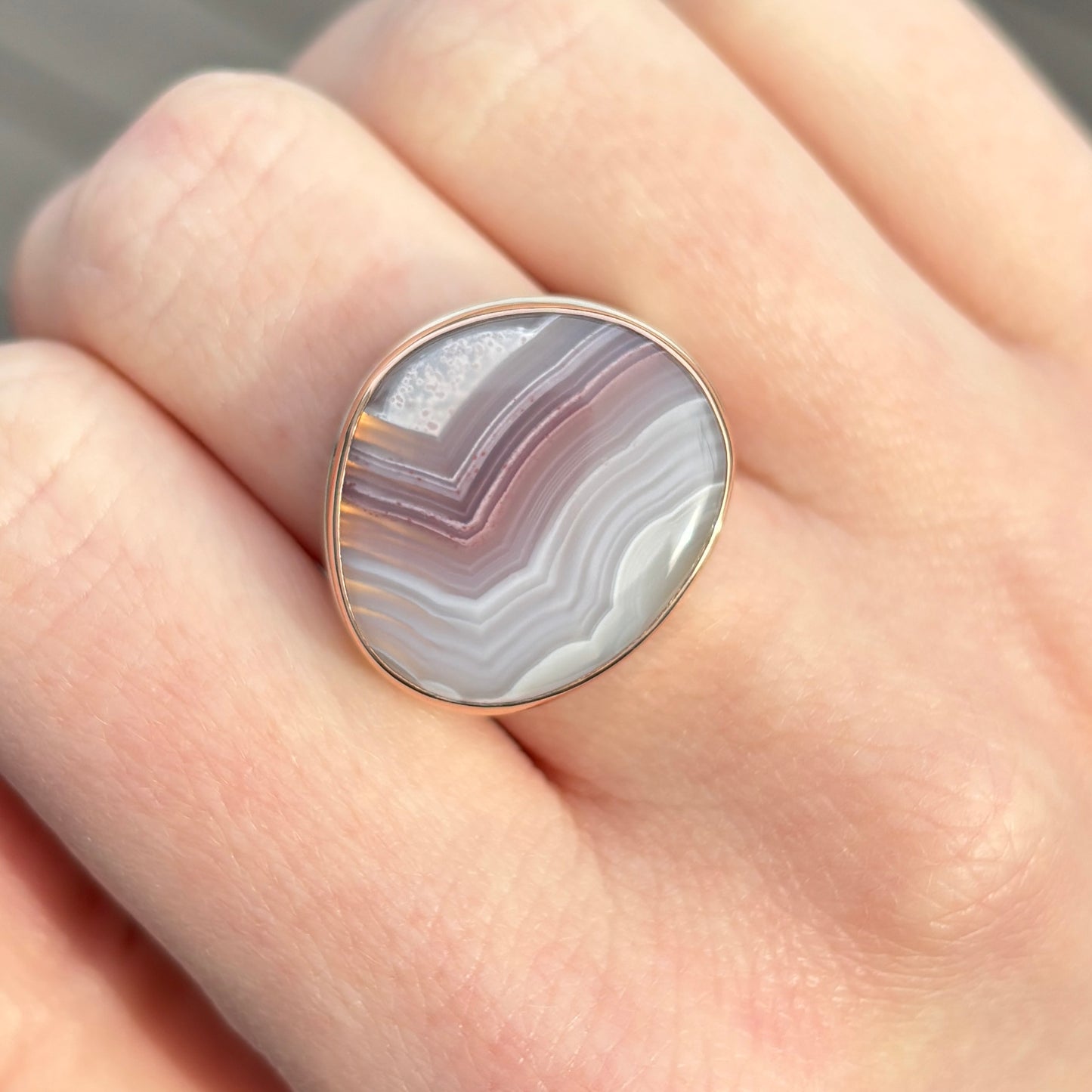 Sterling & 14K Rose Gold Laguna Agate Ring