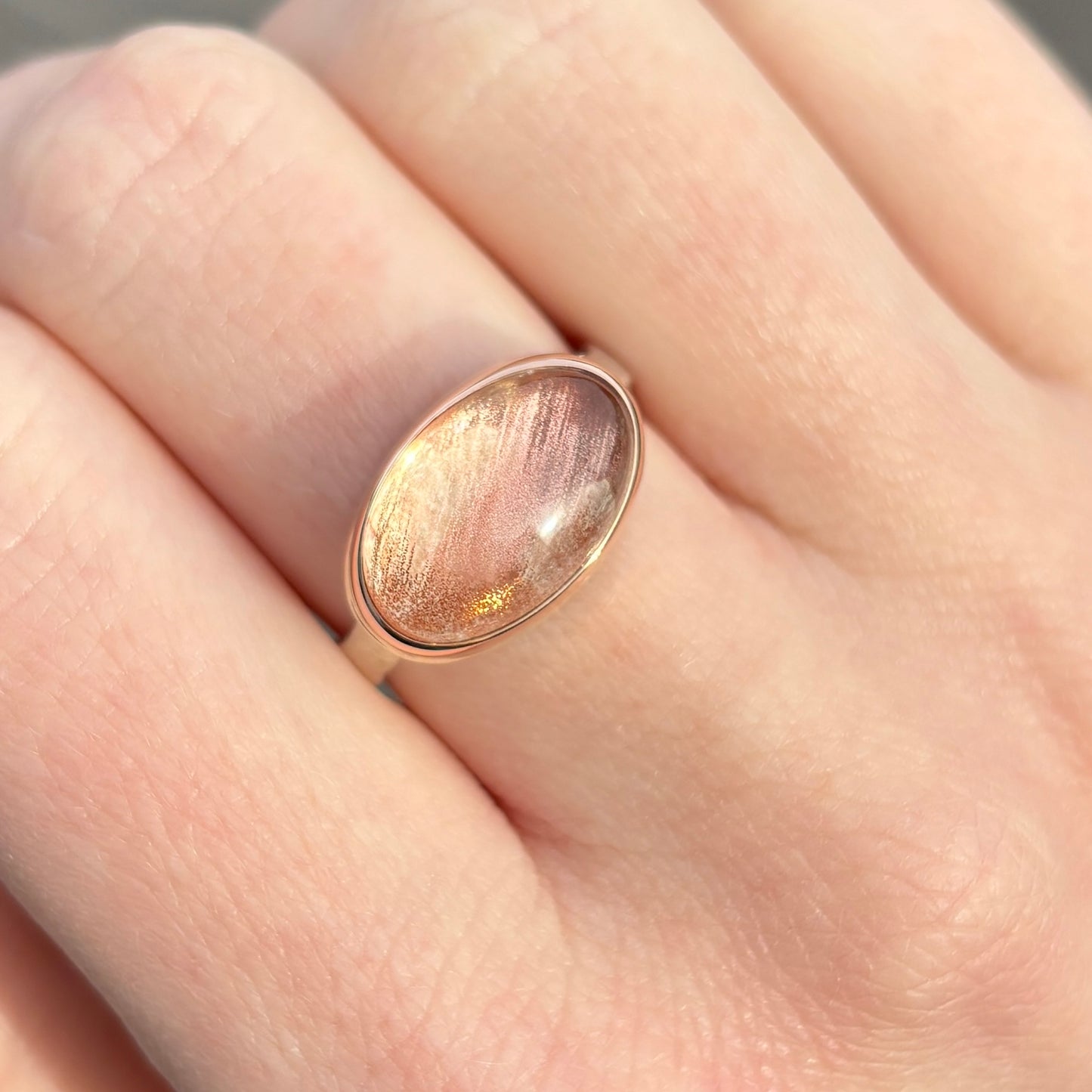 Sterling & 14K Gold Oregon Sunstone Ring