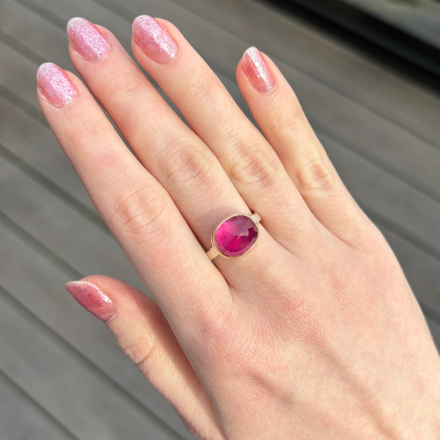 Sterling & 14K Gold African Ruby Ring