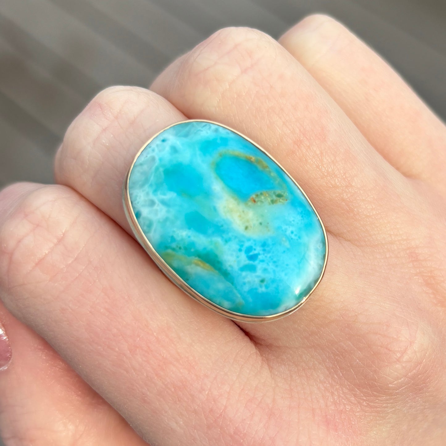 Sterling & 14K Gold Peruvian Opal Ring