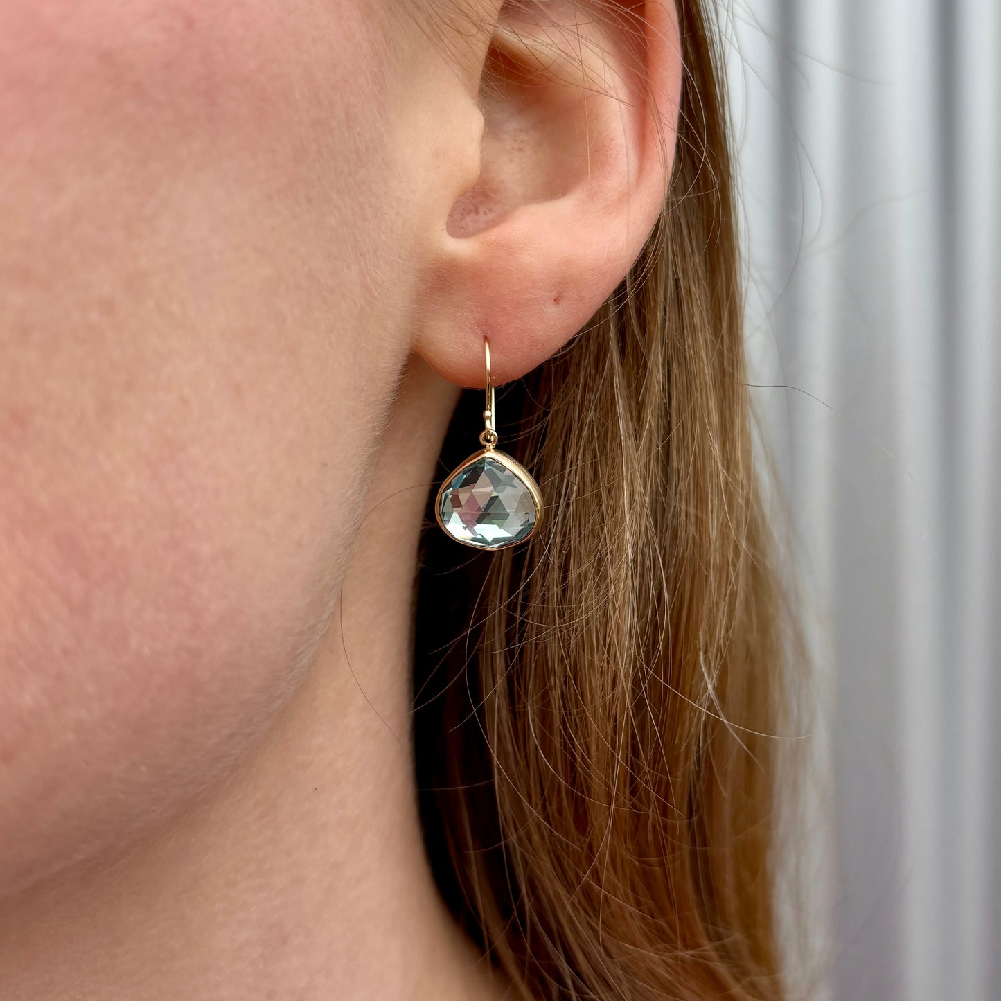 Sterling & 14K Gold Lotus Sky Blue Topaz Earrings