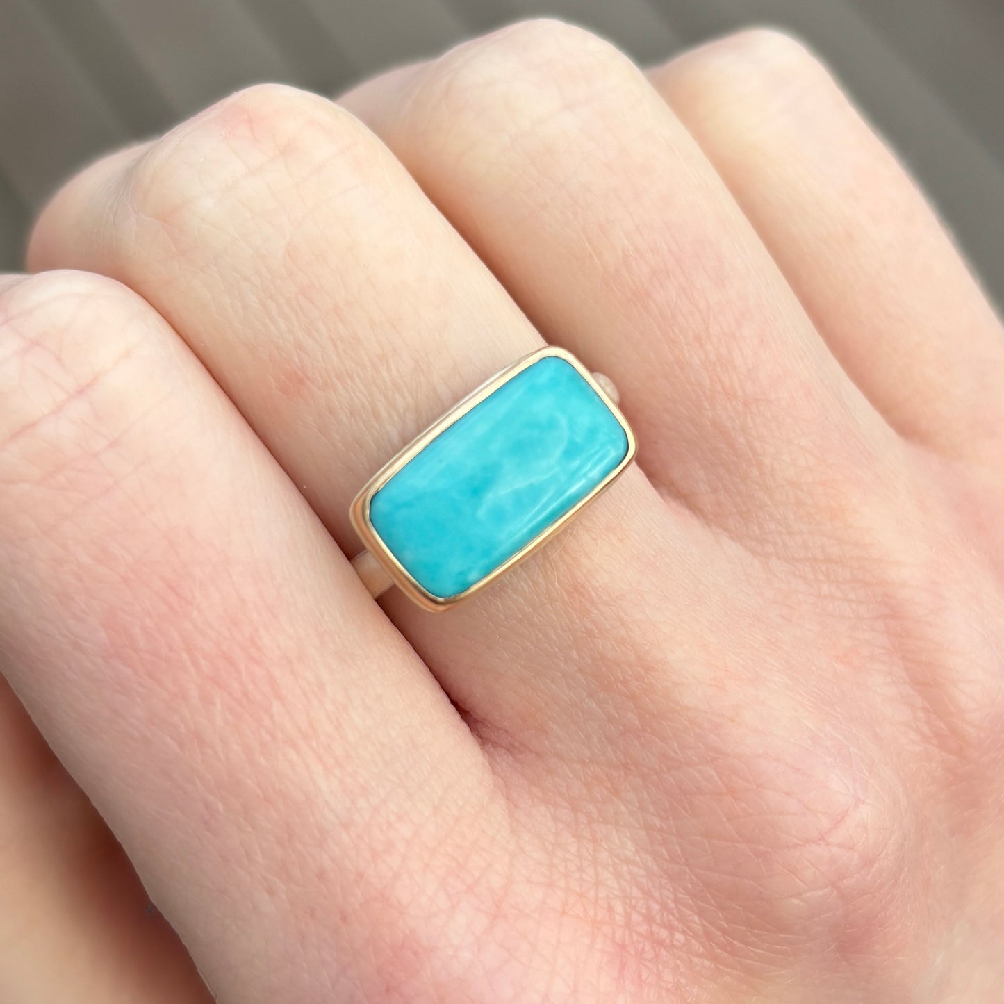 Sterling & 14K Gold Indonesian Chrysocolla Opal Ring