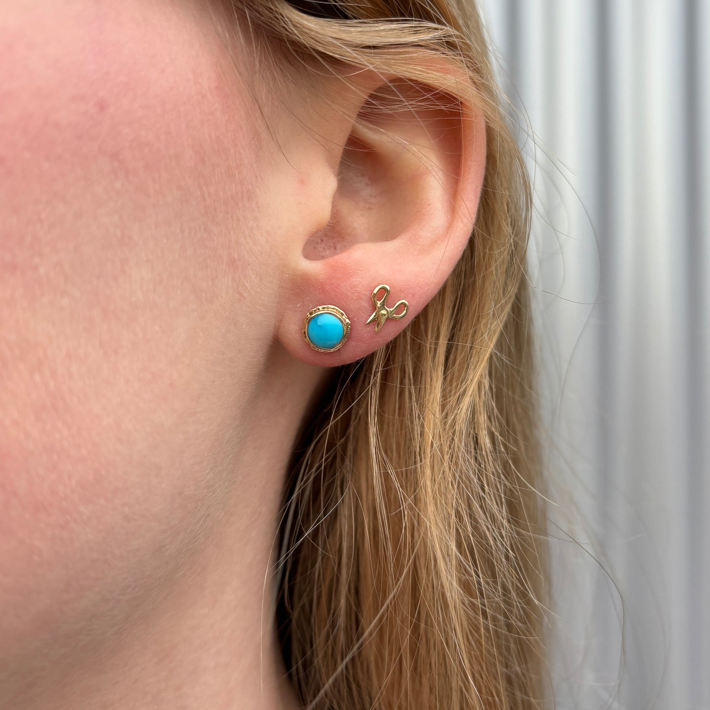 14K Gold Sleeping Beauty Turquoise Post Earrings