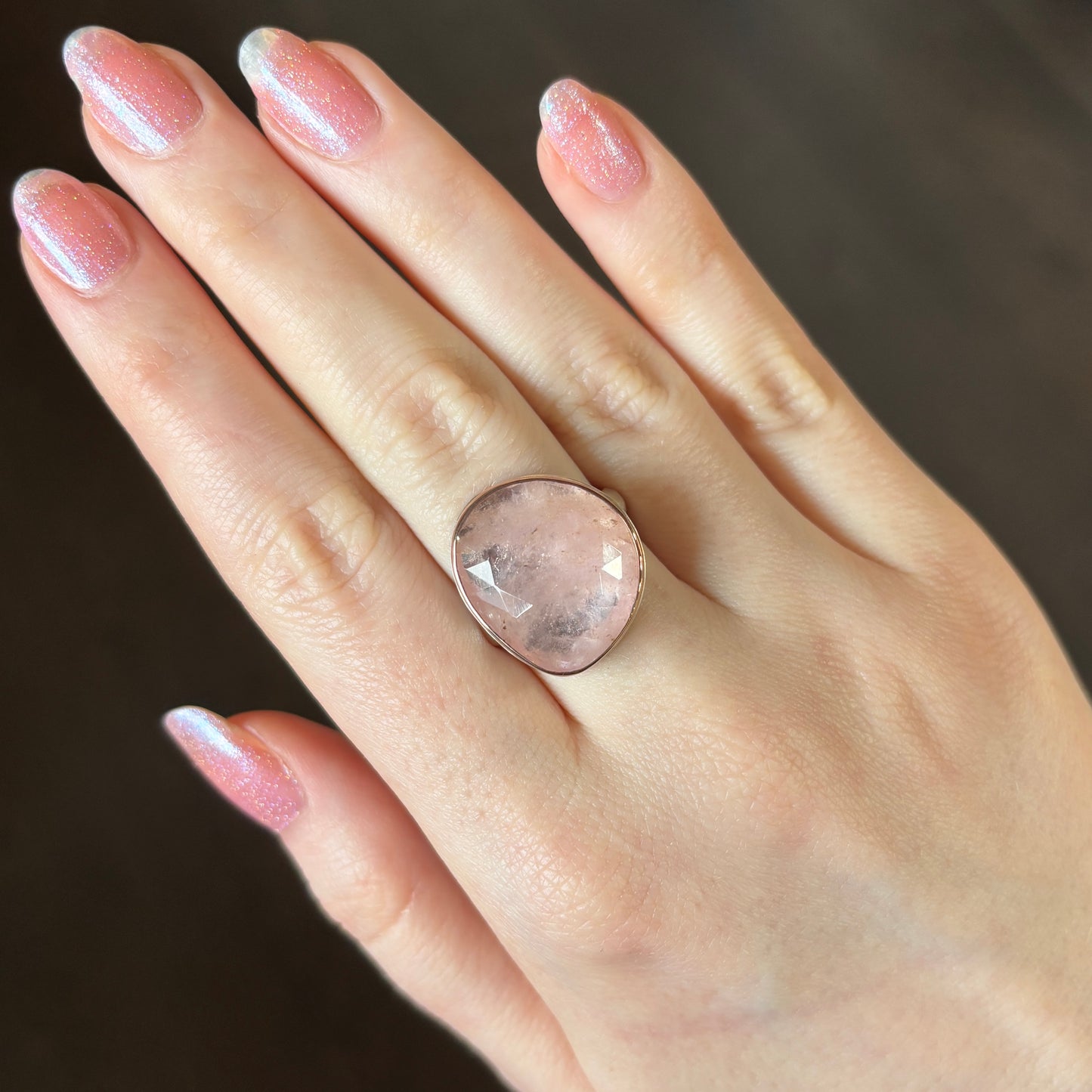 Sterling & 14K Rose Gold Asymmetrical Morganite Ring