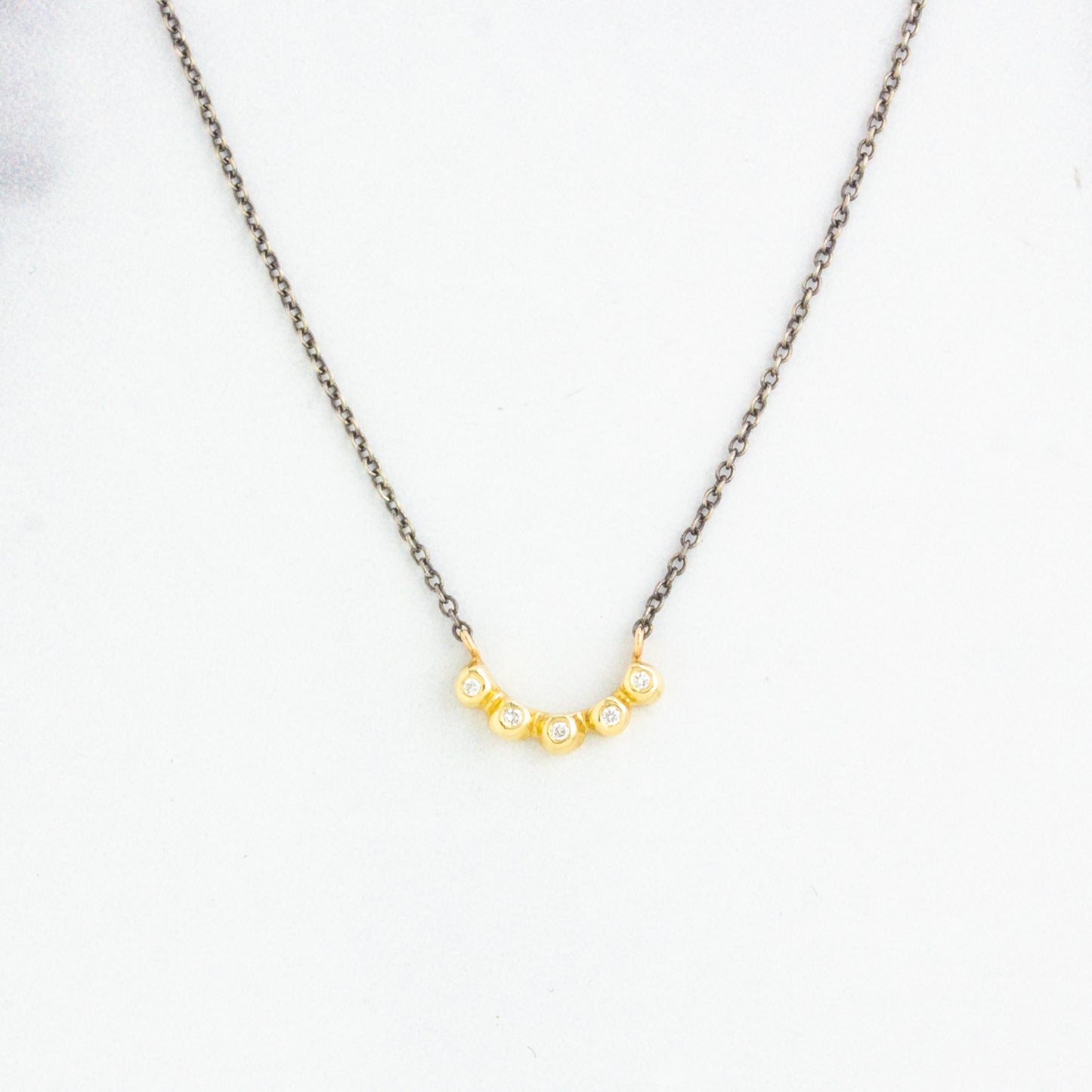 Oxidized Sterling & 14K Gold Diamond Bridge Necklace