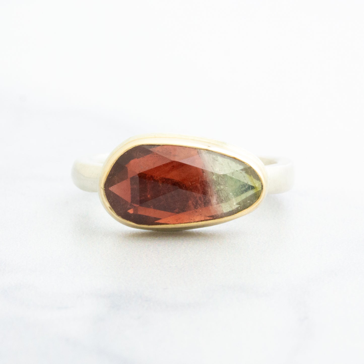 Sterling & 14K Gold Watermelon Tourmaline Ring