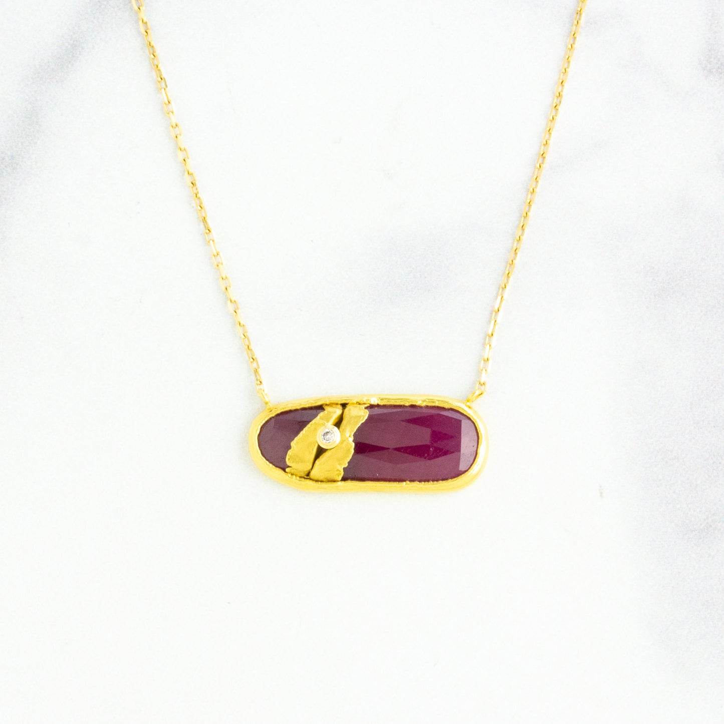 22K Golden Joinery Ruby & Diamond Necklace