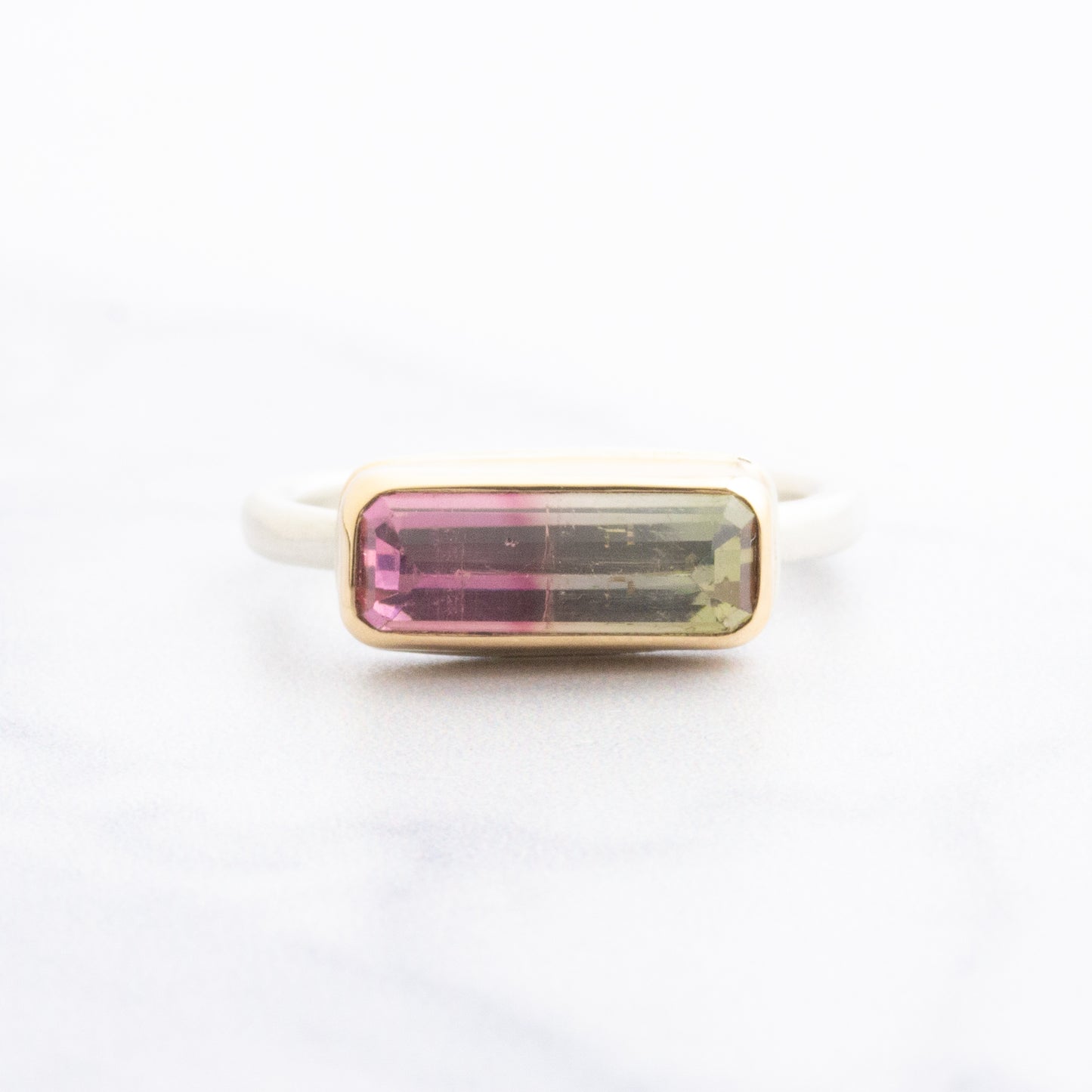 Sterling & 14K Gold Watermelon Tourmaline Ring