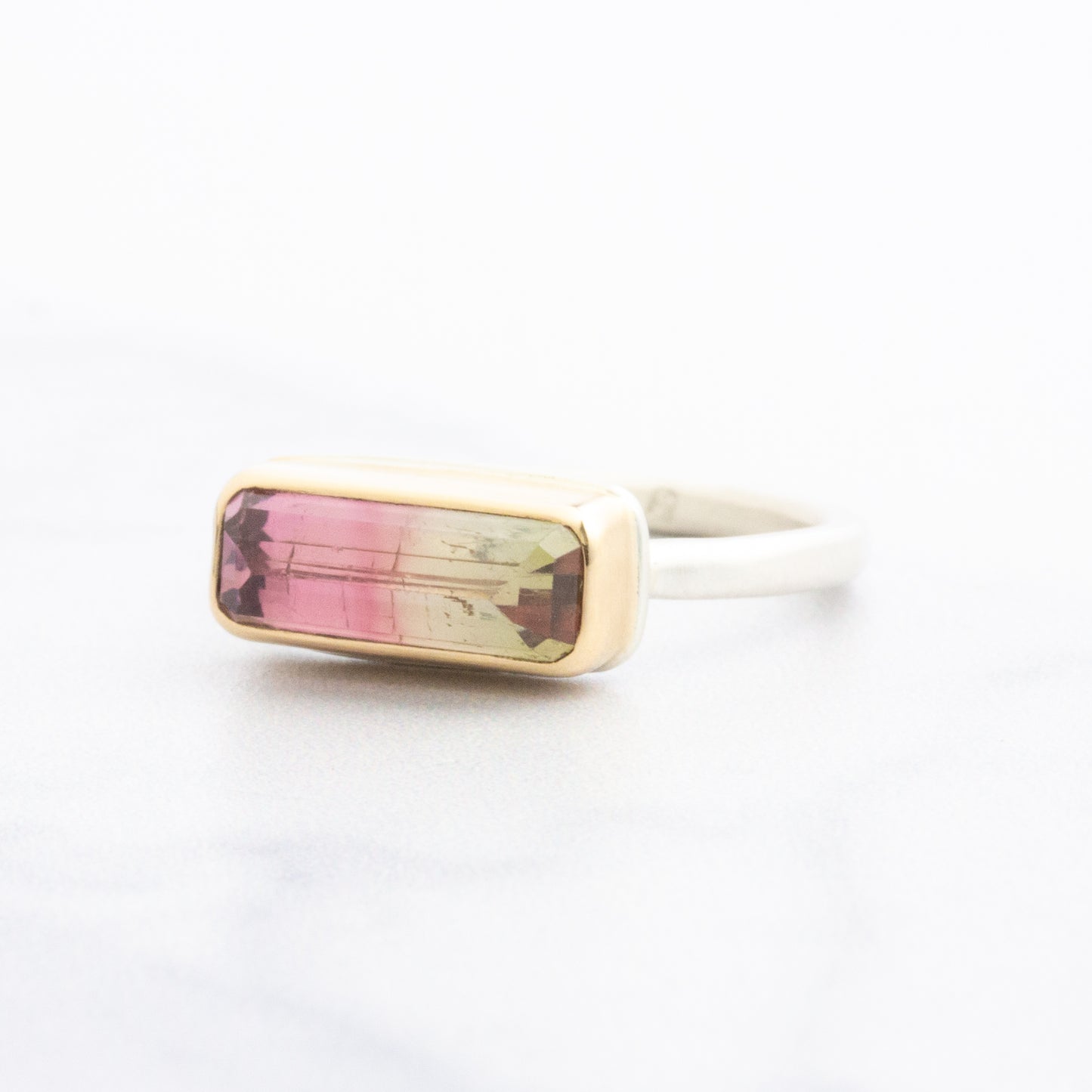 Sterling & 14K Gold Watermelon Tourmaline Ring