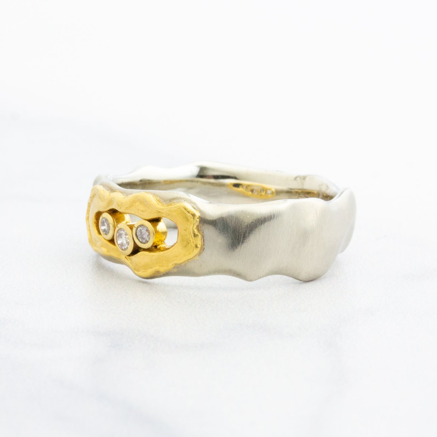 14k & 22k Gold Triple Diamond Ring