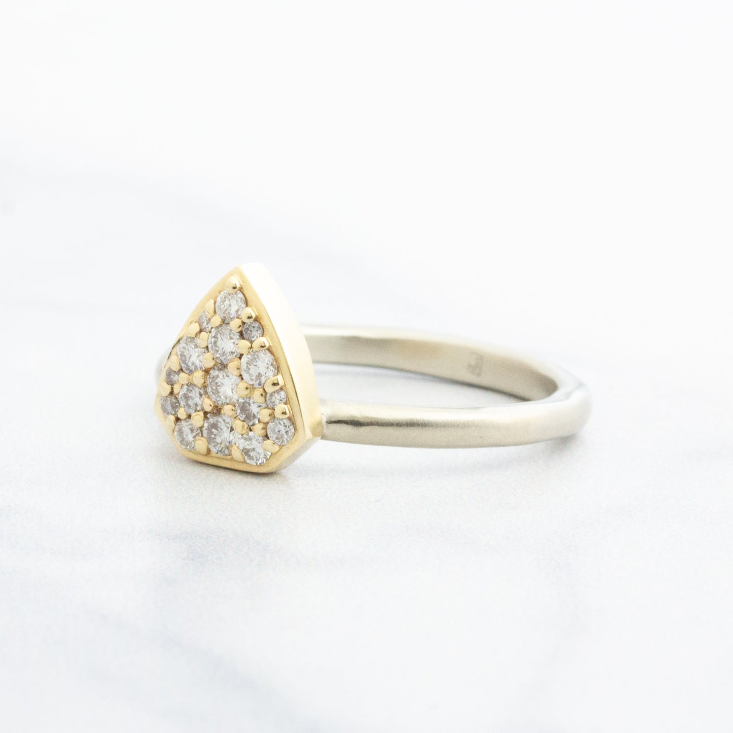 14ky Gold Shield Pave Diamond Ring