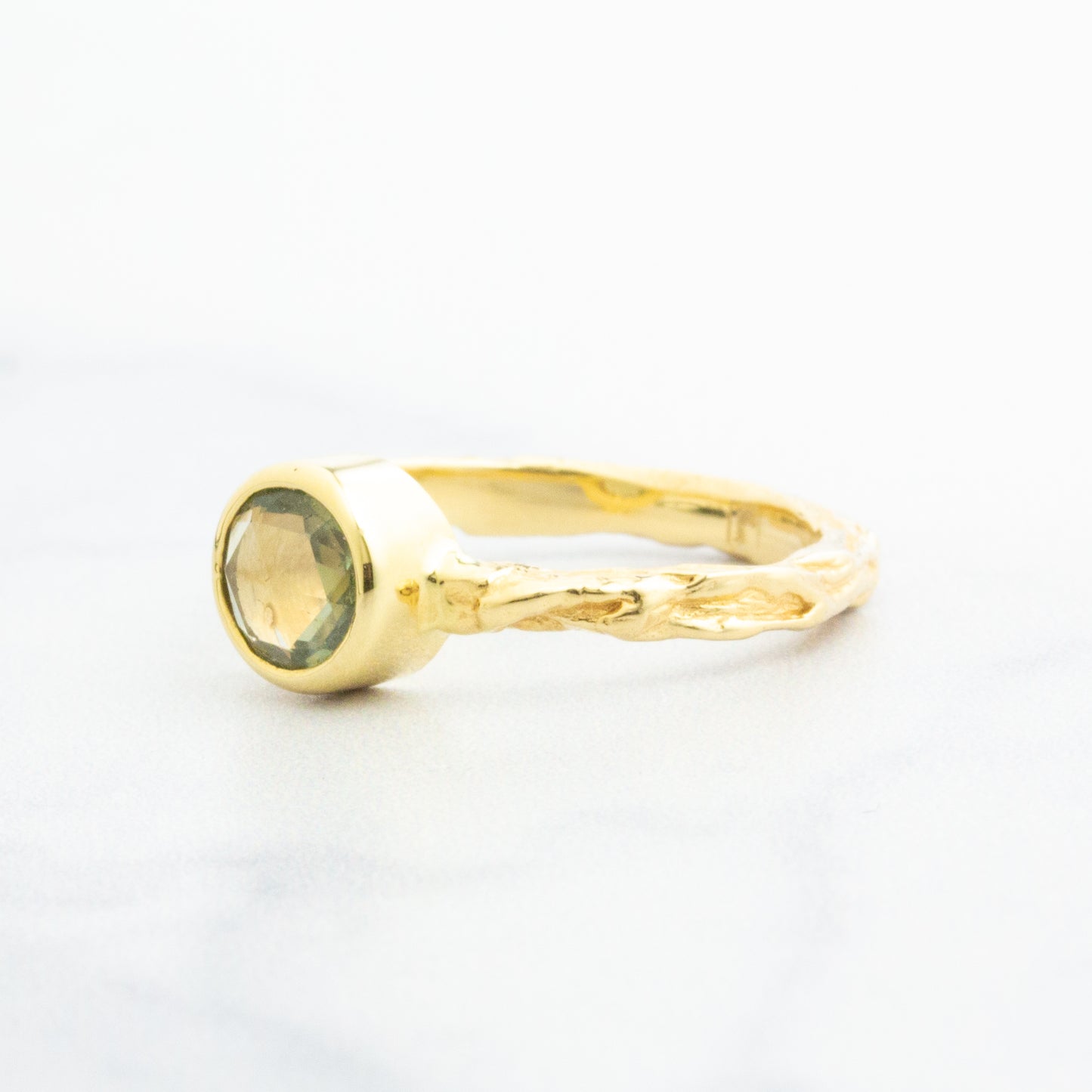 18k Gold Archival Jamie Joseph .76 ct Green Sapphire Ring