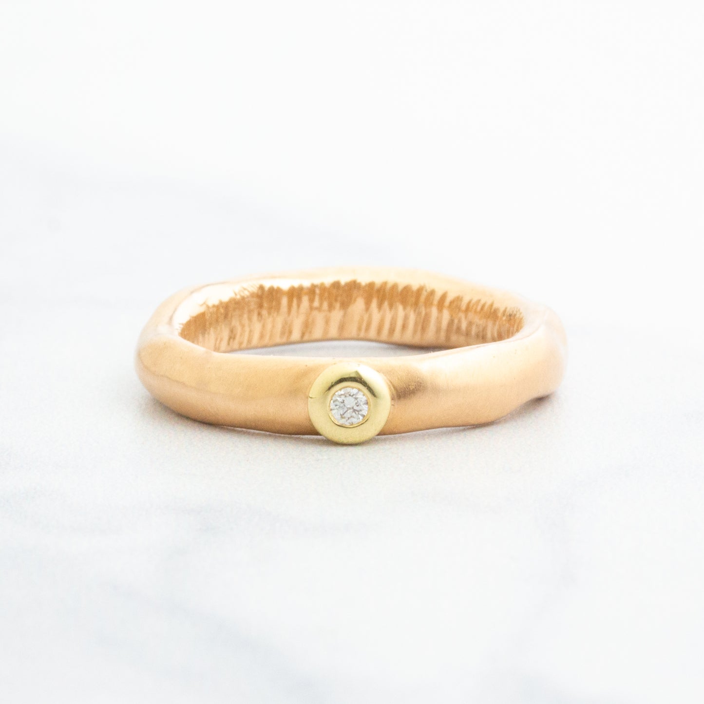 Archival 14k Rose Gold Sculpted Solitaire Diamond Ring