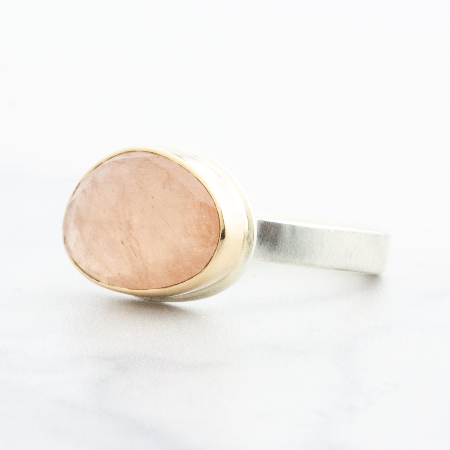 Sterling & 14K Gold Asymmetrical Morganite Ring