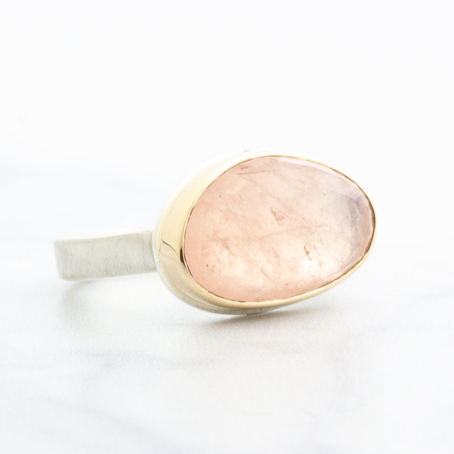Sterling & 14K Gold Asymmetrical Morganite Ring