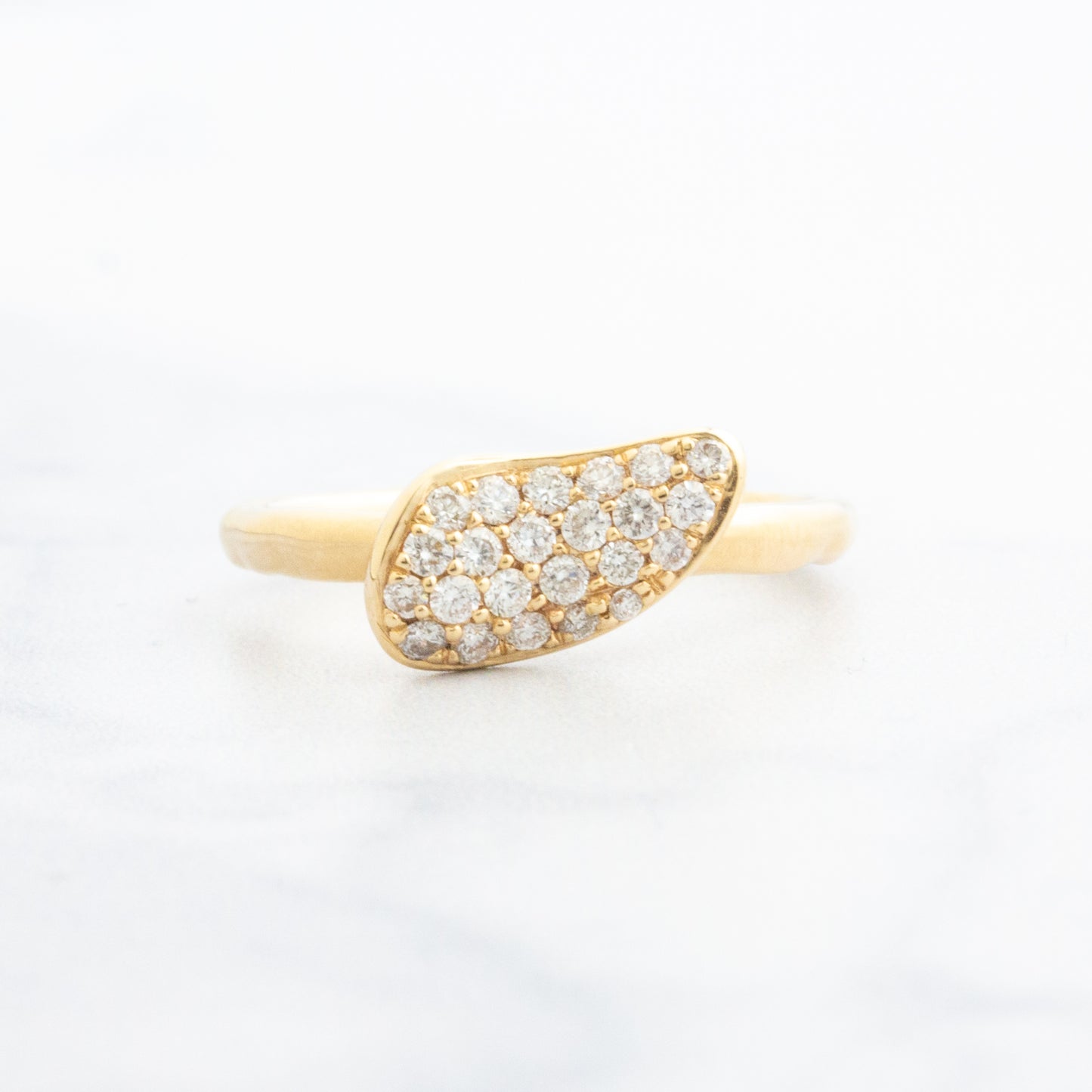 14k Gold Wave Pave Diamond Ring
