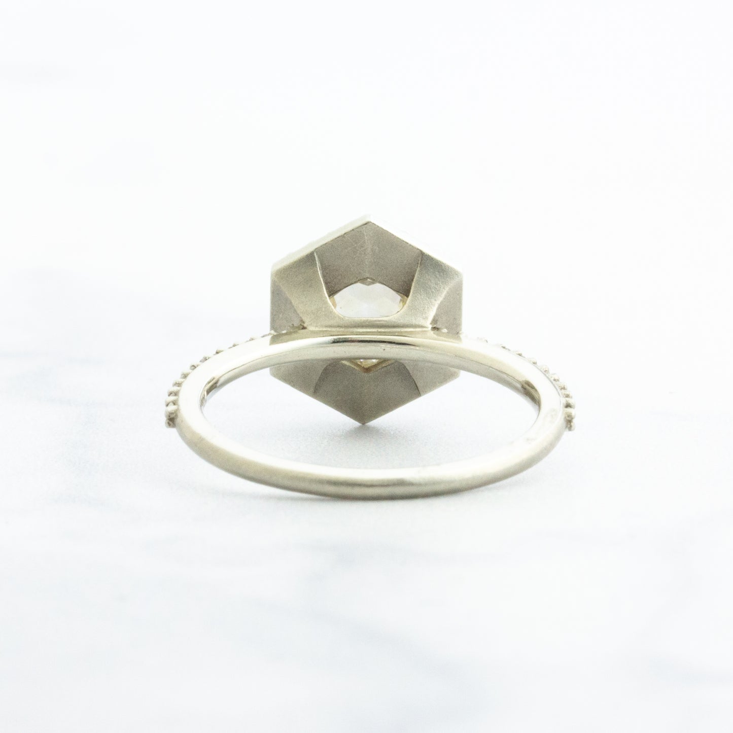 18k White Gold 2.39 tcw Diamond Hexagon Ring
