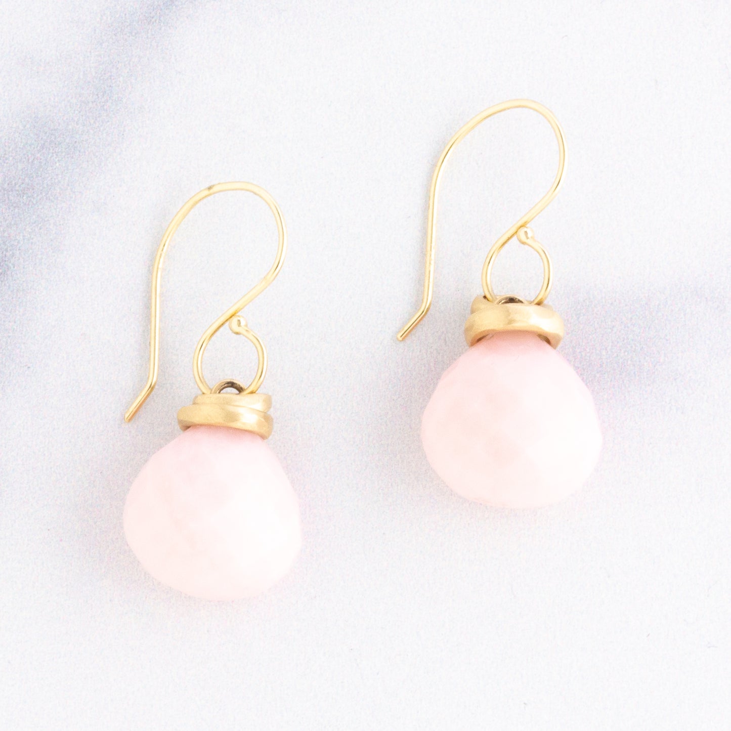 14K Gold Pink Peruvian Opal Earrings