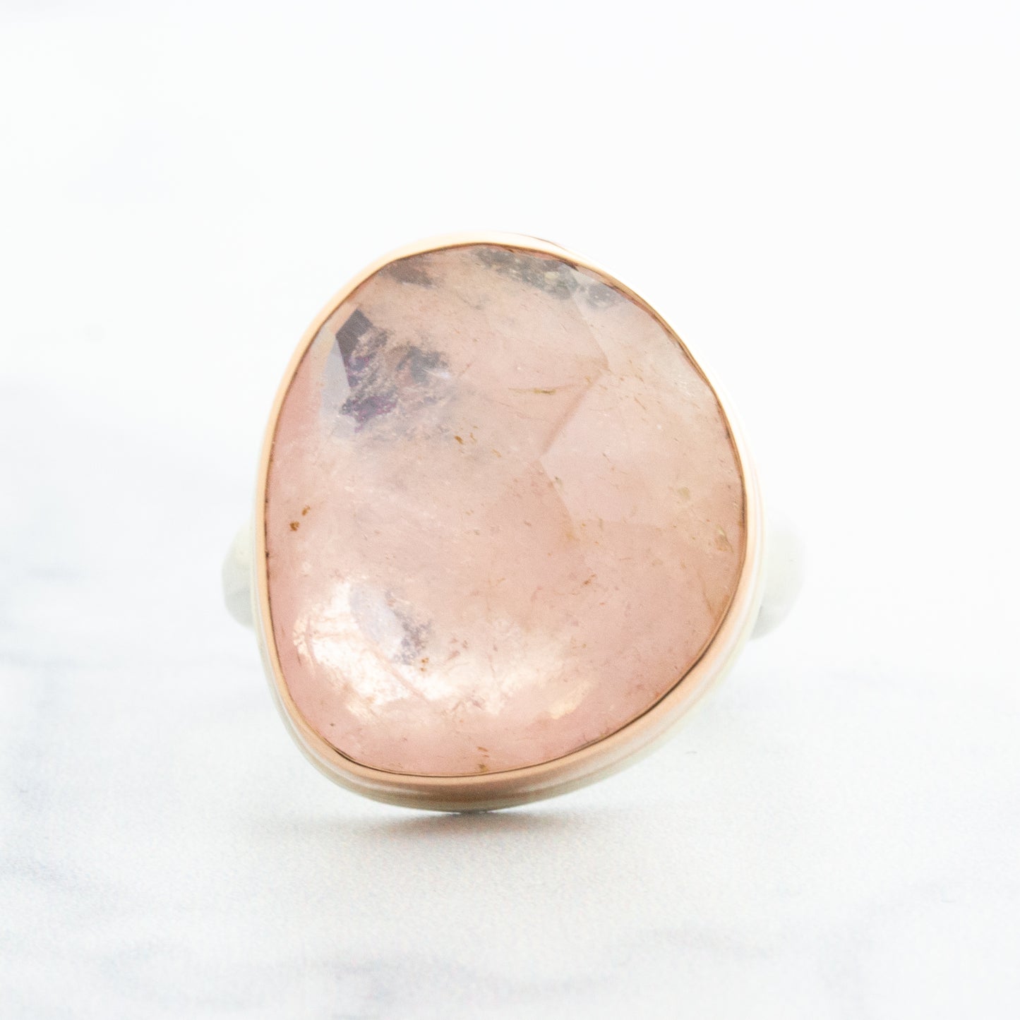 Sterling & 14K Rose Gold Asymmetrical Morganite Ring
