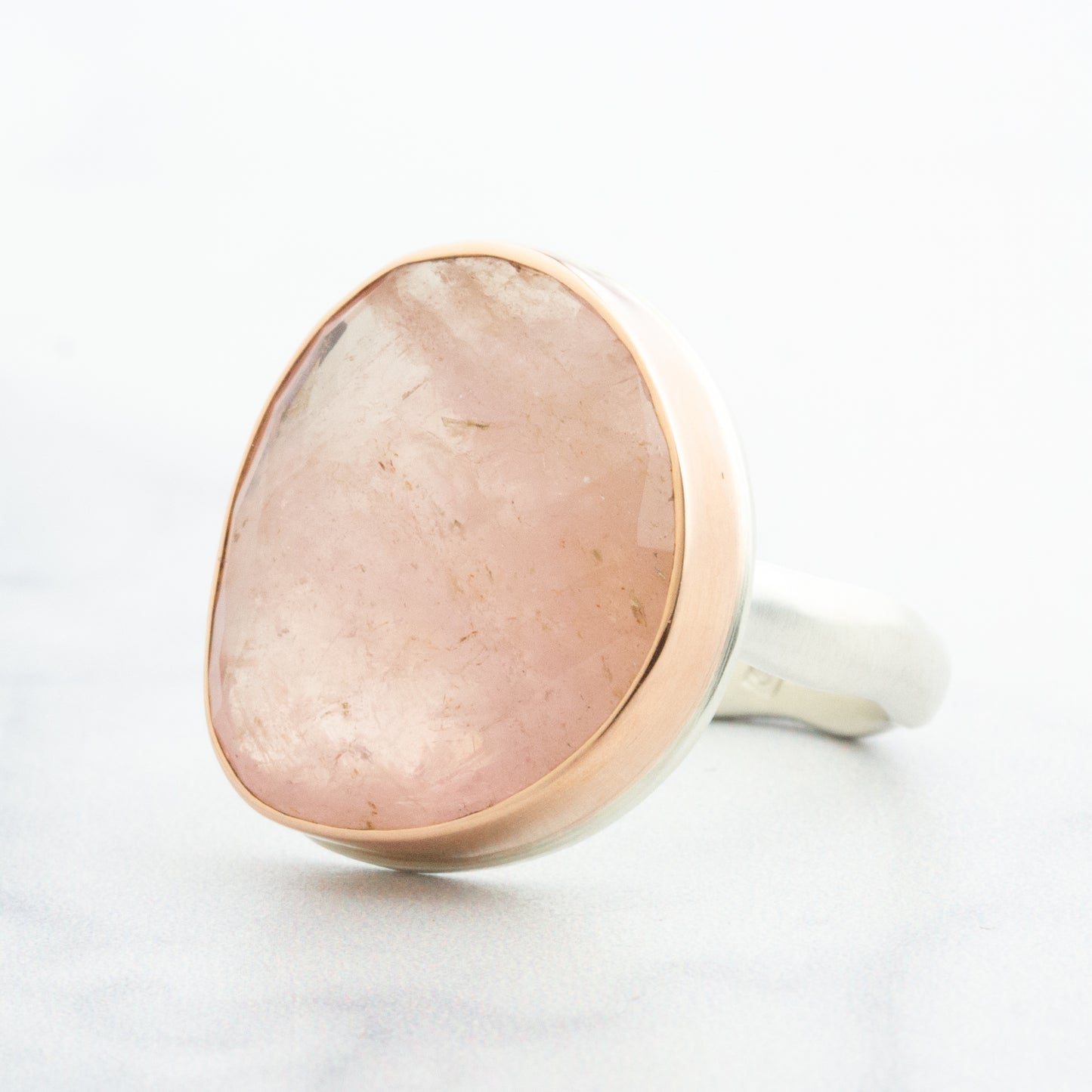 Sterling & 14K Rose Gold Asymmetrical Morganite Ring
