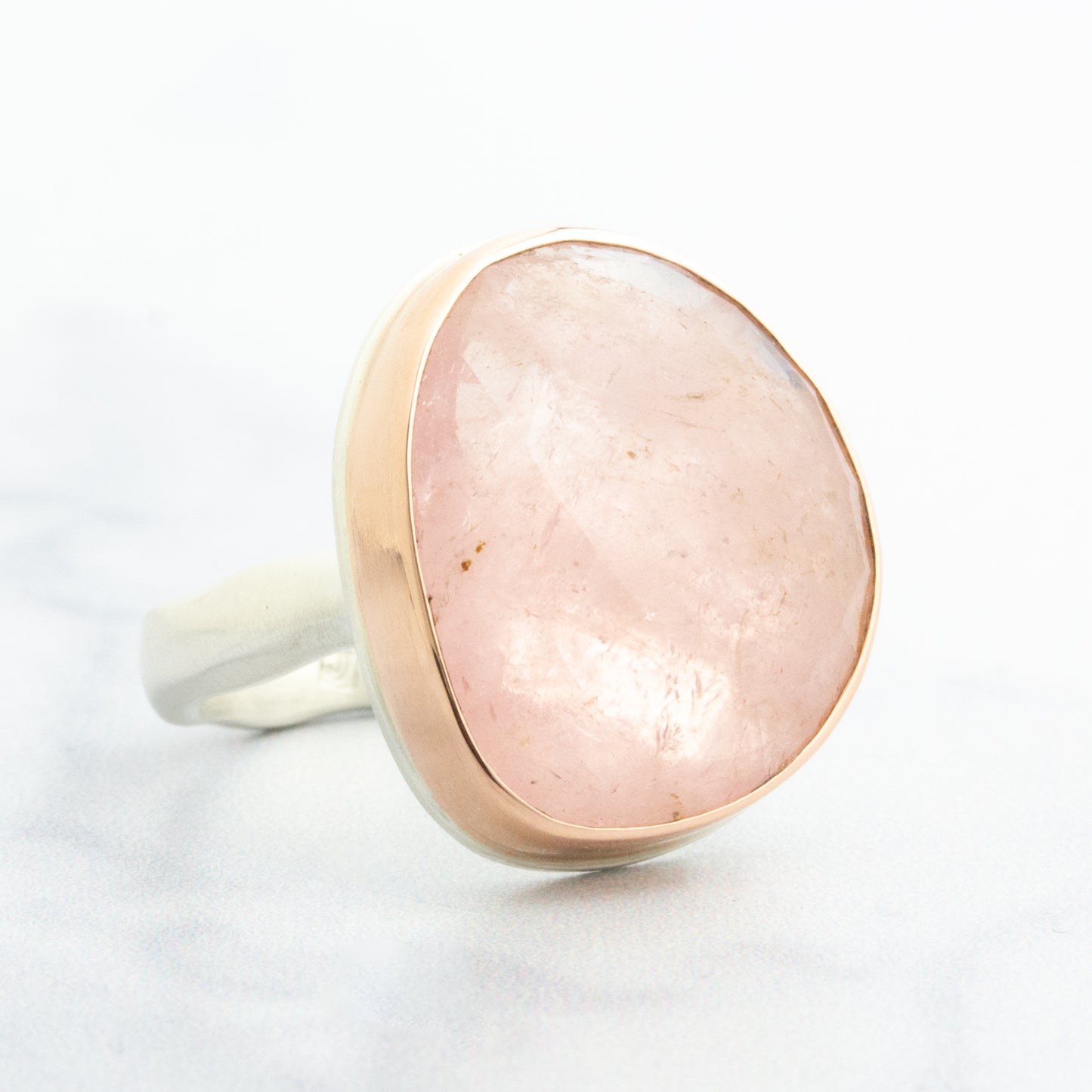 Sterling & 14K Rose Gold Asymmetrical Morganite Ring