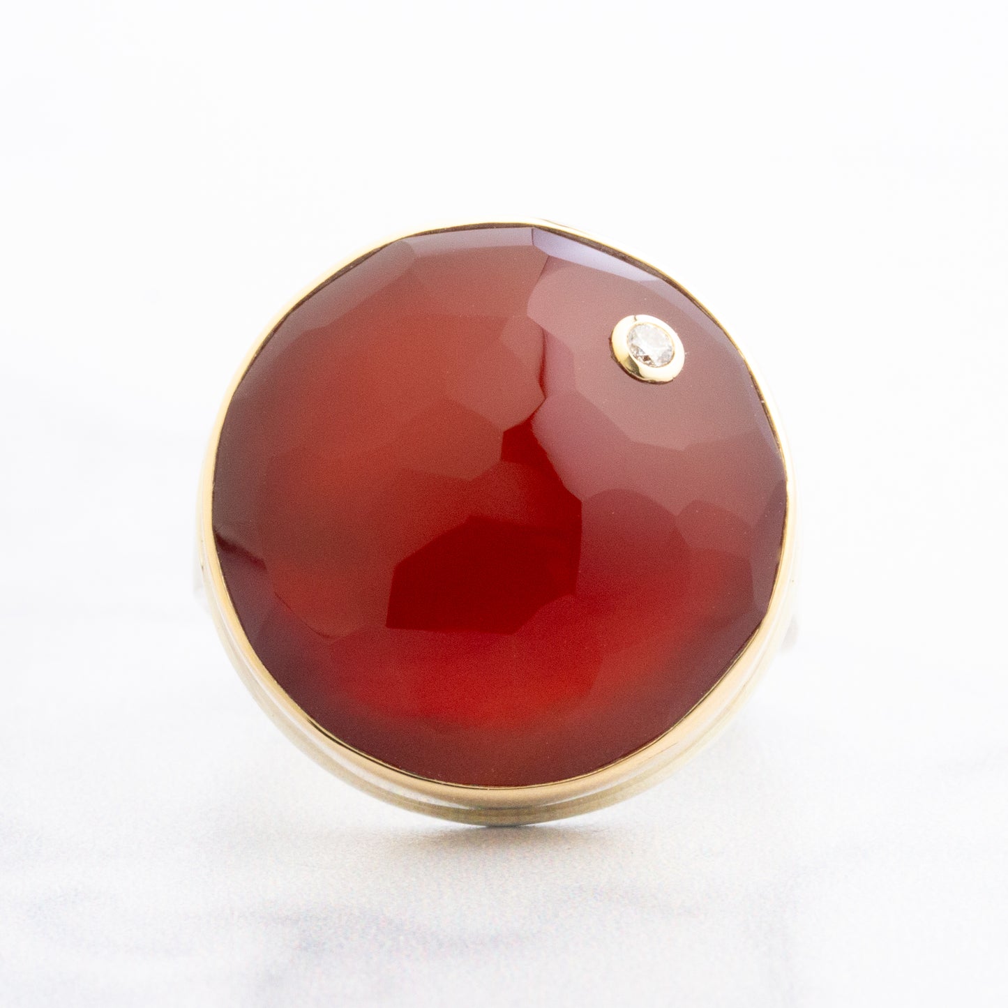 Sterling & 14K Gold Carnelian & Diamond Ring
