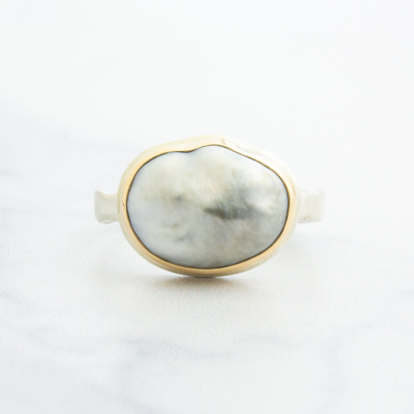 Sterling & 14K Gold Keshi Tahitian Pearl Ring