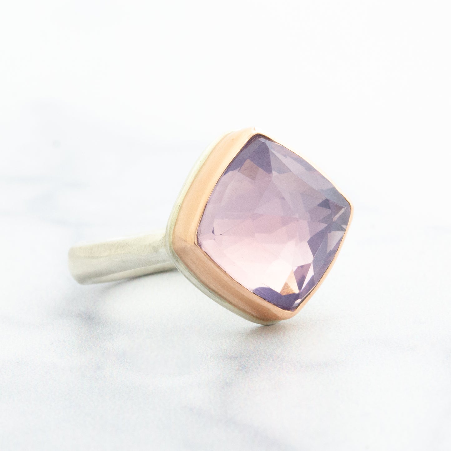 Sterling & 14K Rose Gold Lavender Amethyst Ring