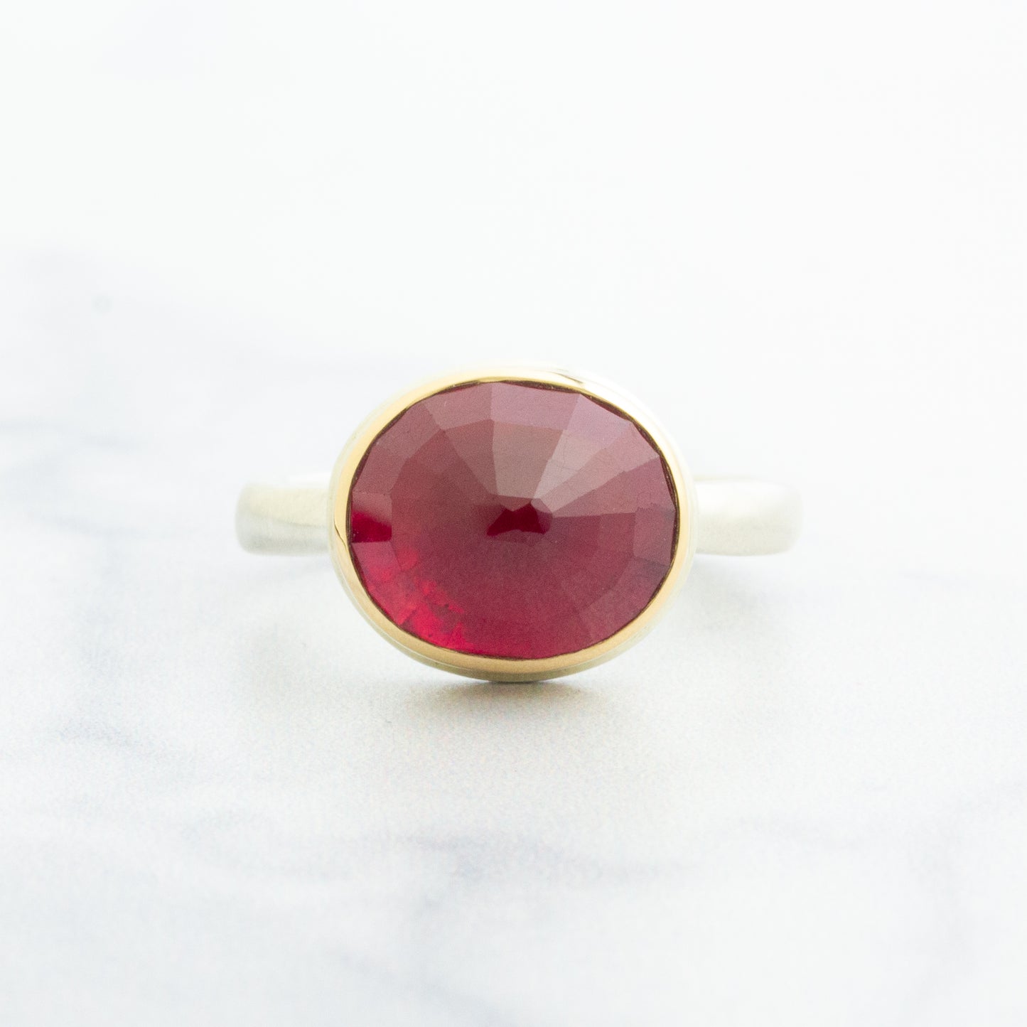 Sterling & 14K Gold African Ruby Ring