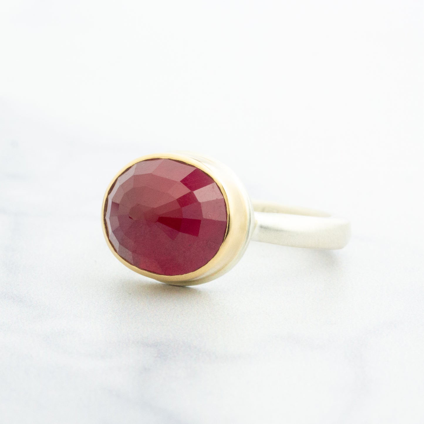 Sterling & 14K Gold African Ruby Ring