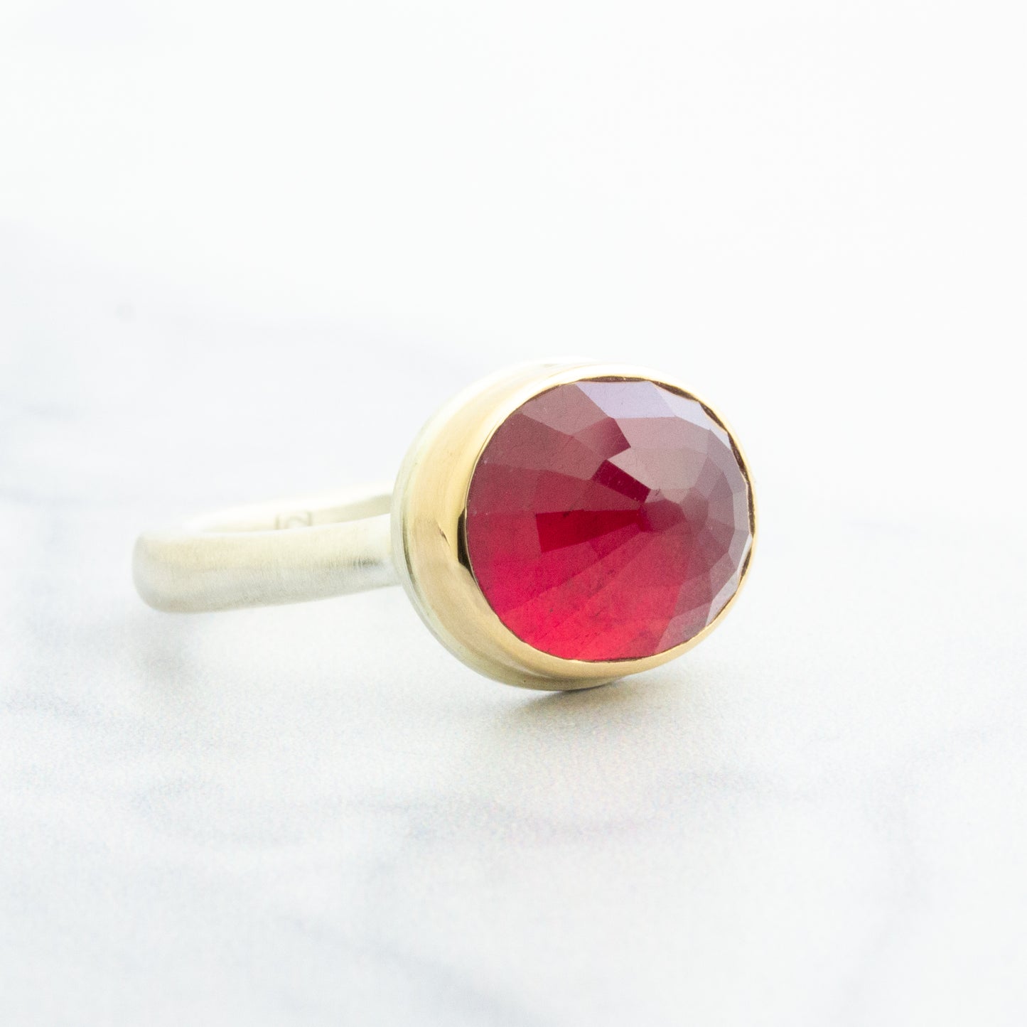 Sterling & 14K Gold African Ruby Ring