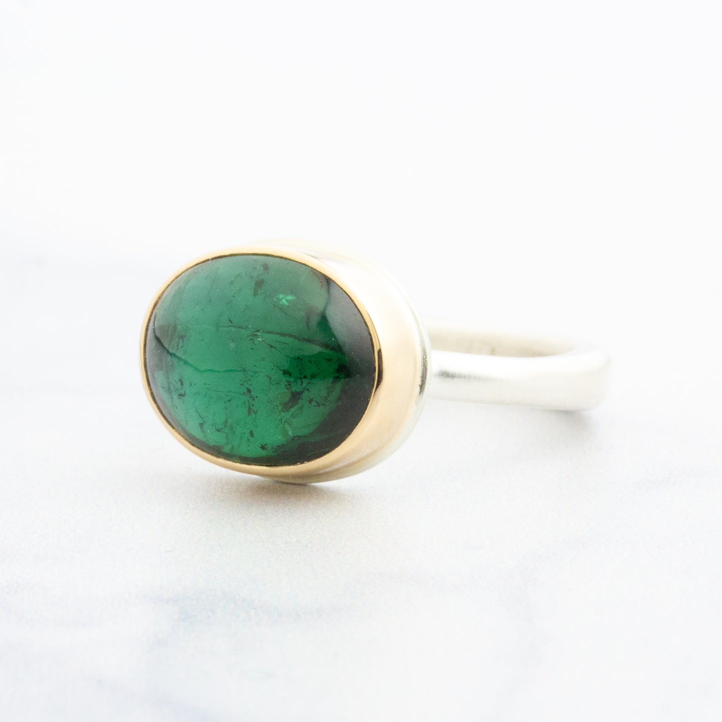 Sterling & 14K Gold Indicolite Ring