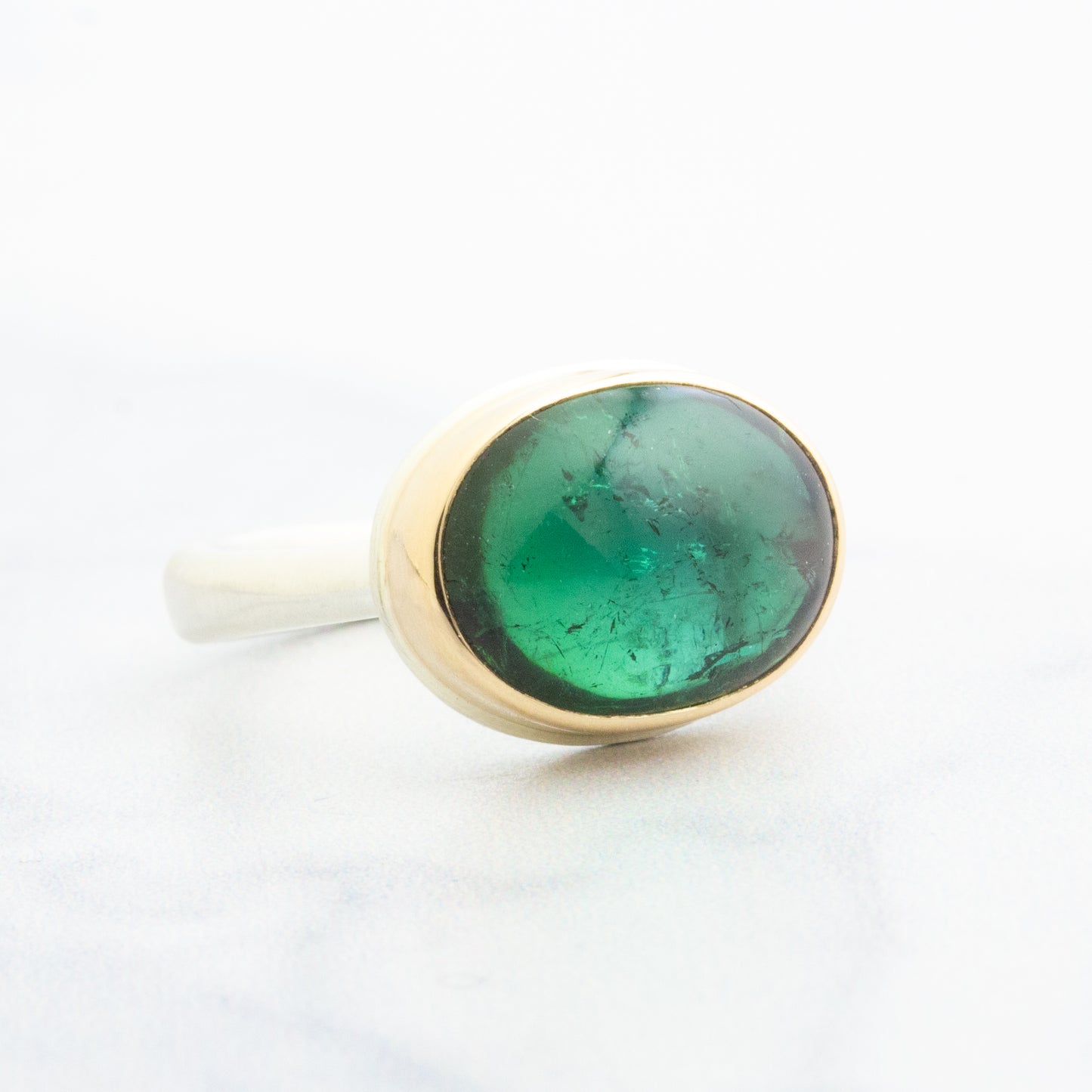 Sterling & 14K Gold Indicolite Ring
