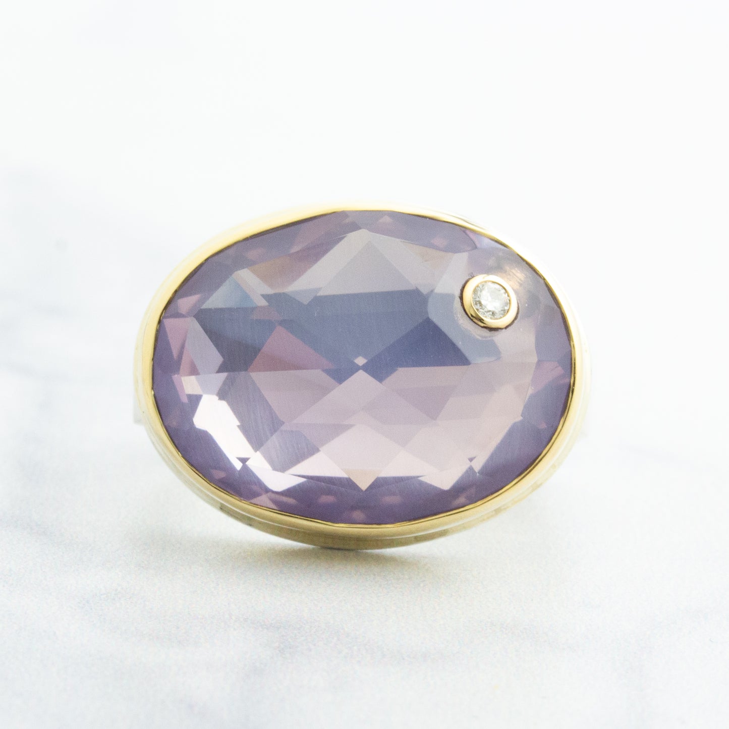 Sterling & 14K Gold Lavender Amethyst & Diamond Ring