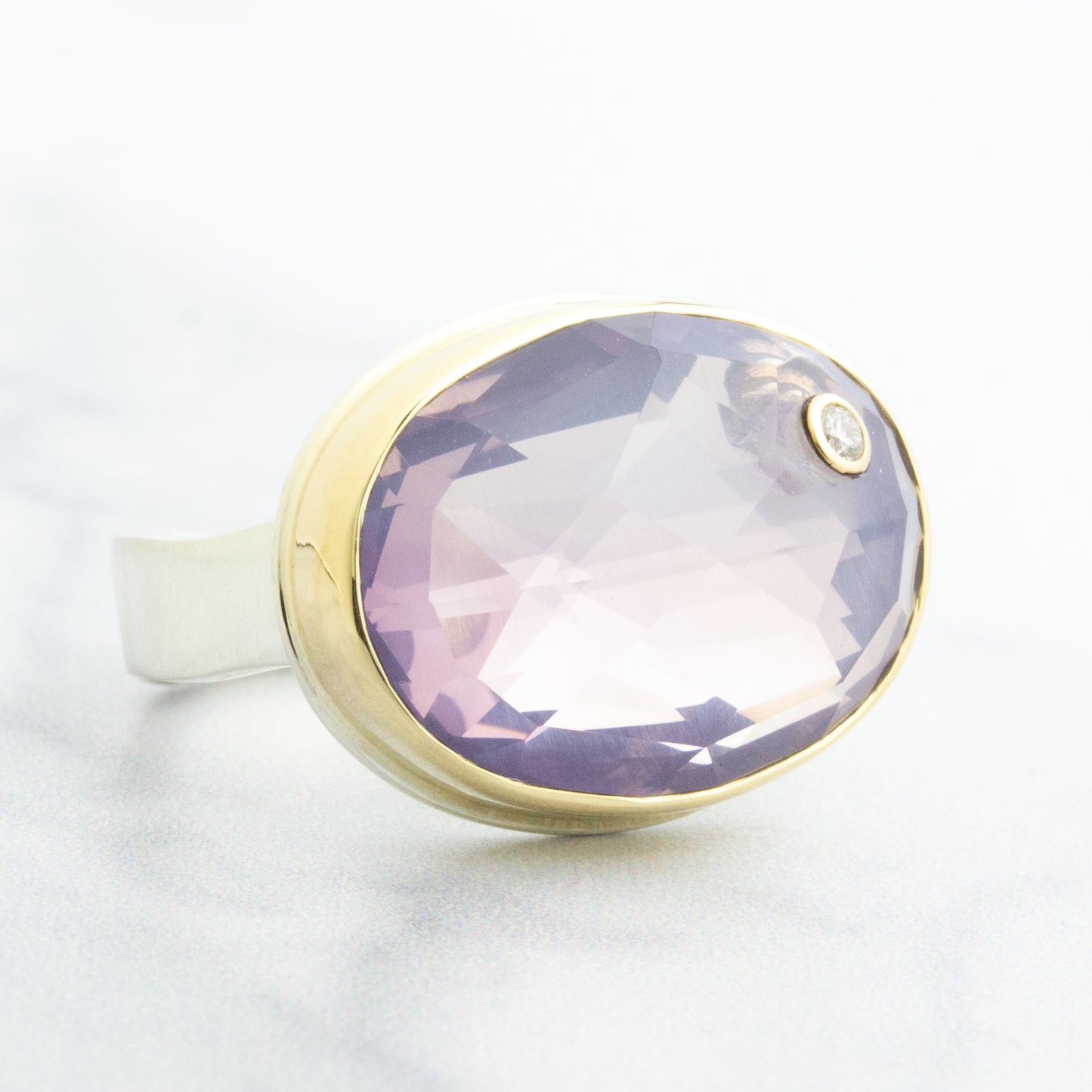Sterling & 14K Gold Lavender Amethyst & Diamond Ring