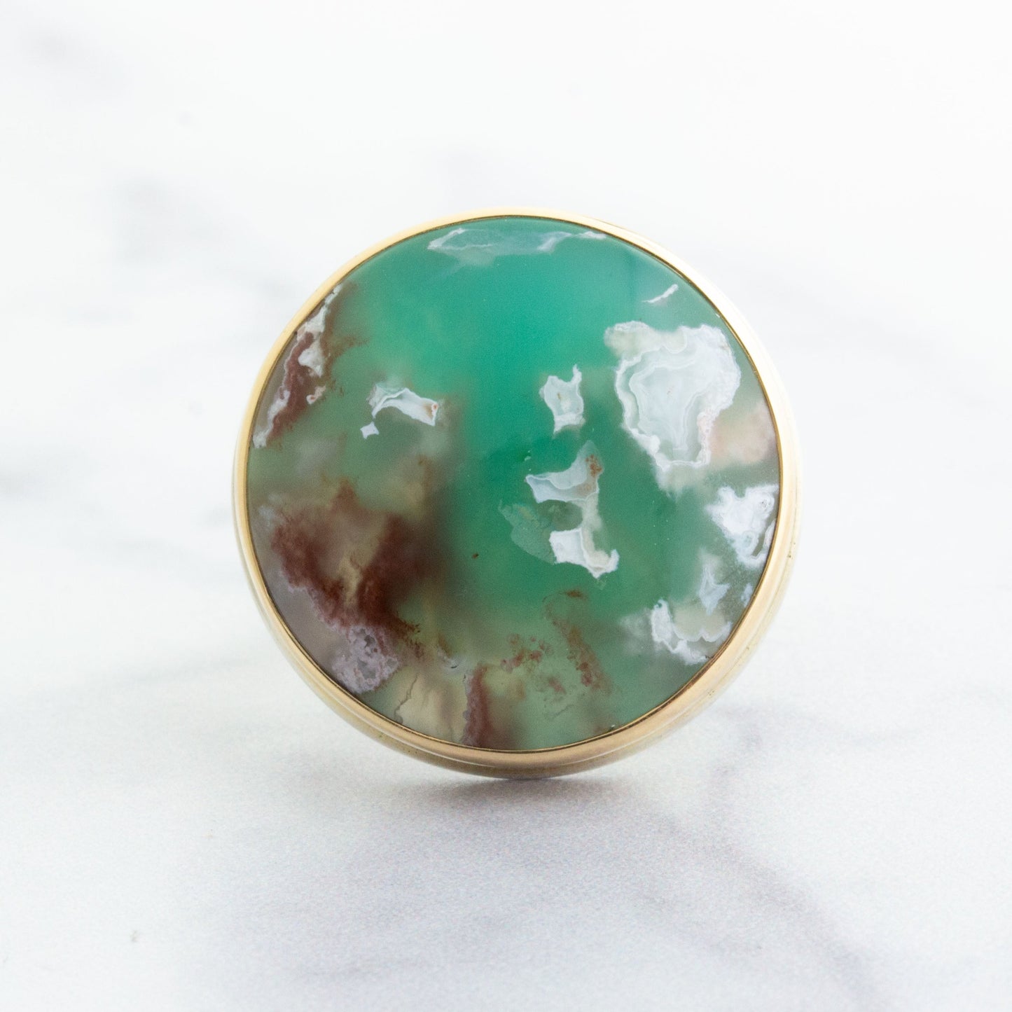 Sterling & 14K Gold Large Aquaprase Ring