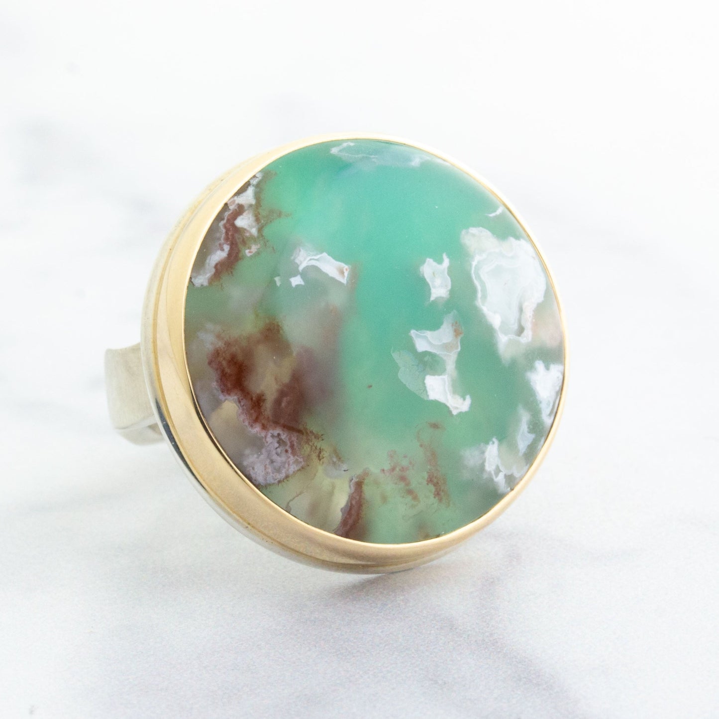 Sterling & 14K Gold Large Aquaprase Ring