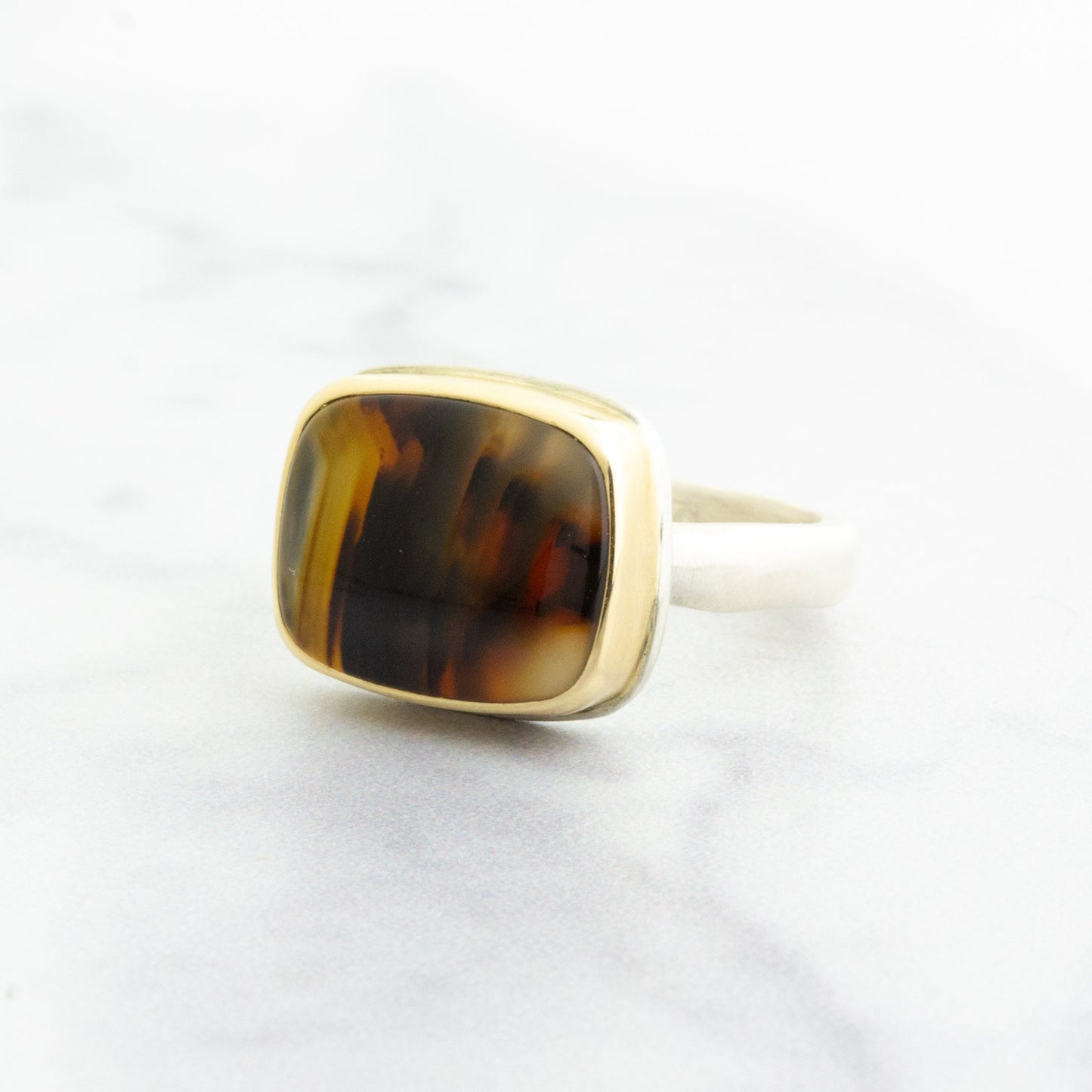Sterling & 14K Gold Montana Agate Ring
