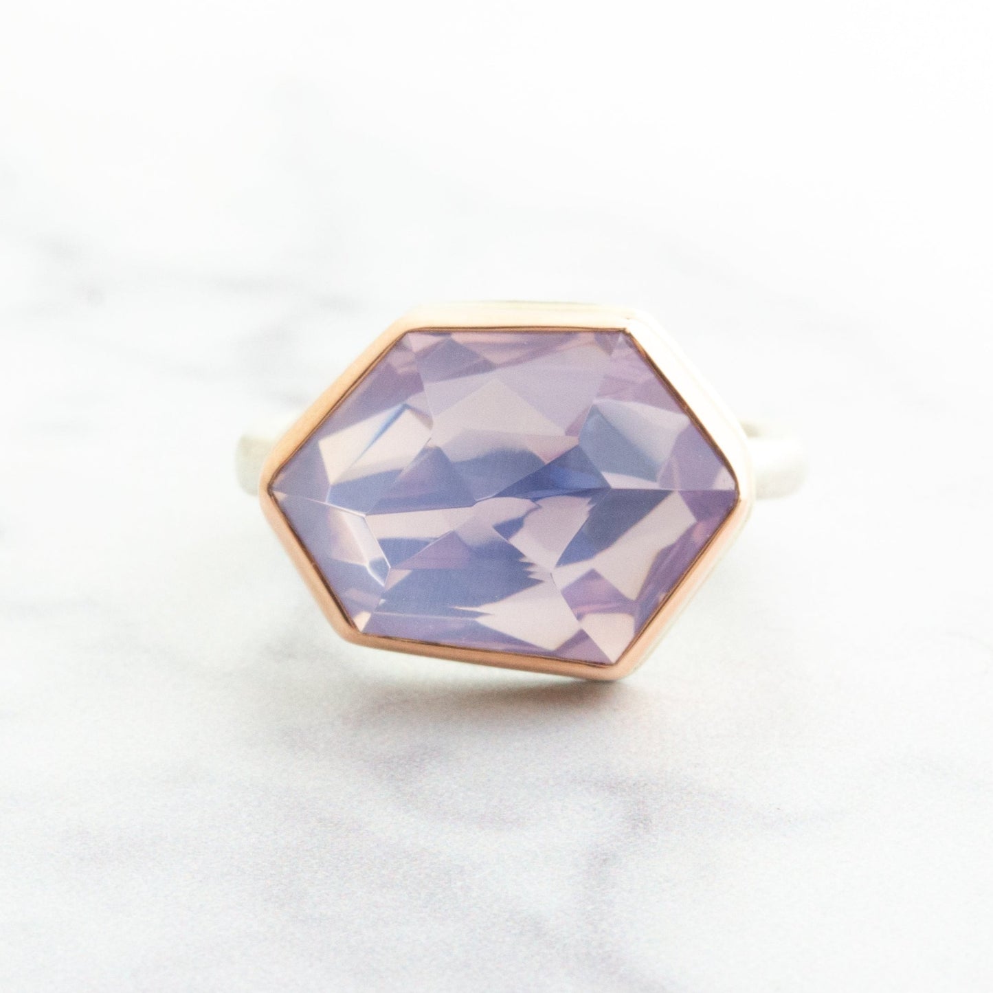 Sterling & 14K Rose Gold Lavender Amethyst Ring