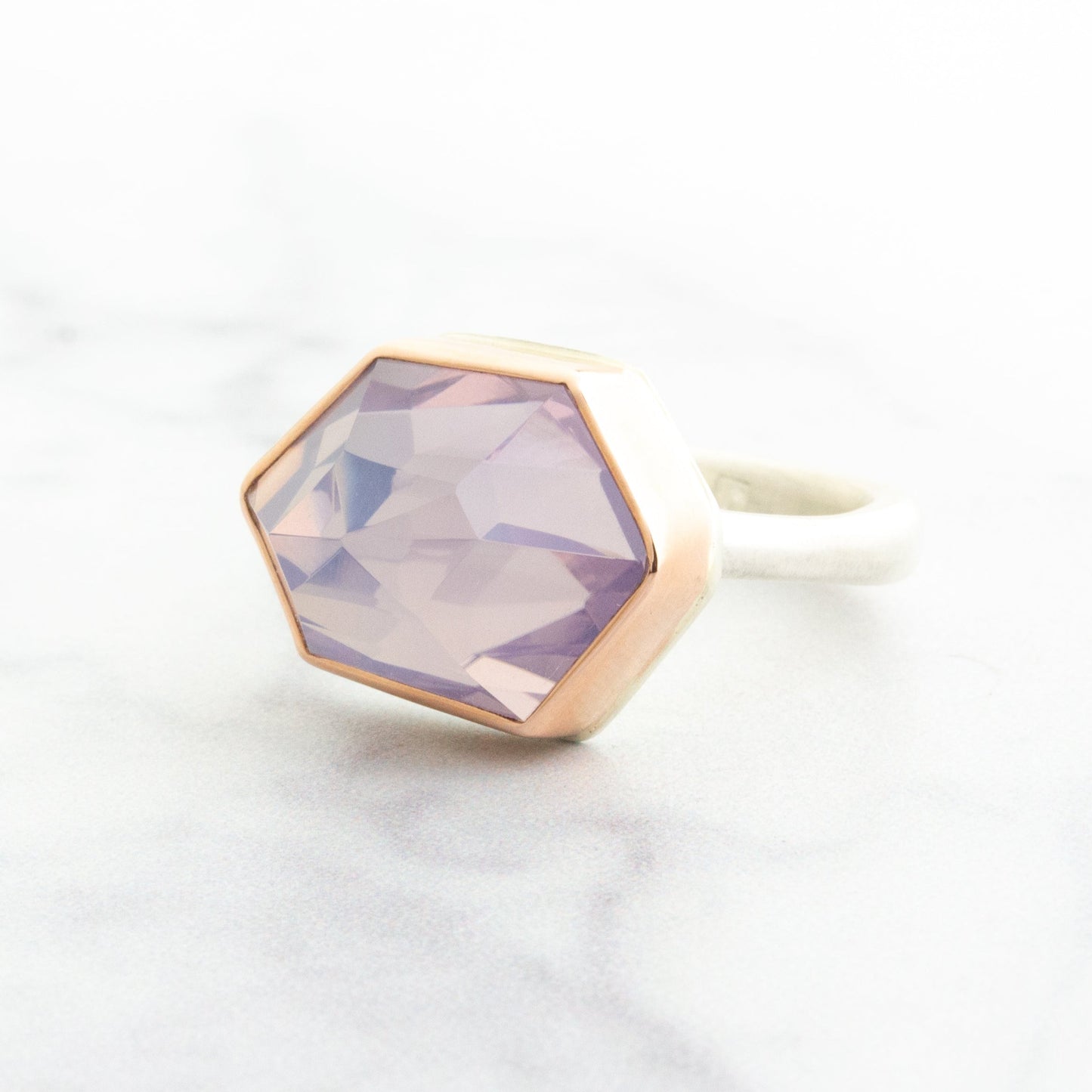 Sterling & 14K Rose Gold Lavender Amethyst Ring