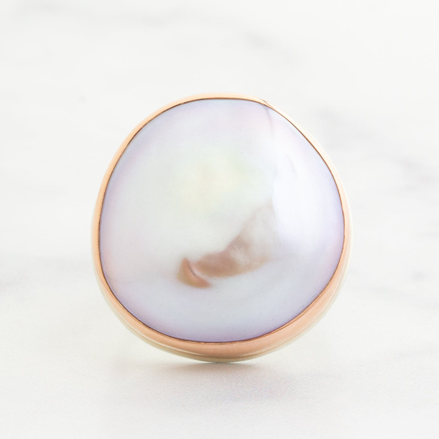 Sterling & 14K Gold Large Pink Pearl Ring