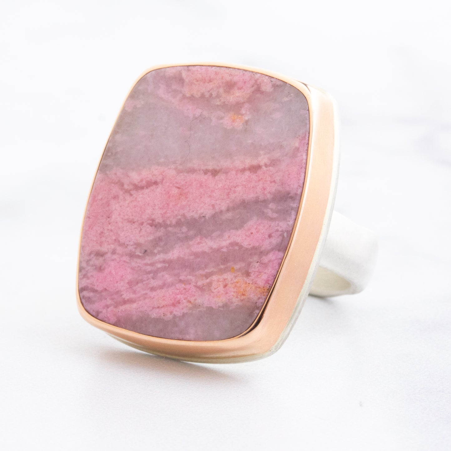 Sterling & 14K Gold Italian Rhodonite Ring