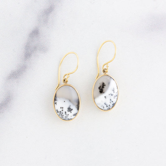 Sterling & 14K Gold Dendritic Opal Earrings