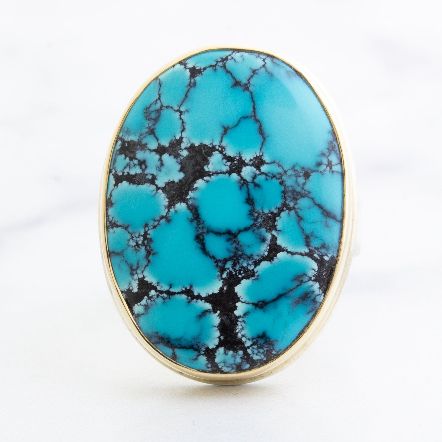 Sterling & 14K Gold Cloud Mountain Turquoise Ring
