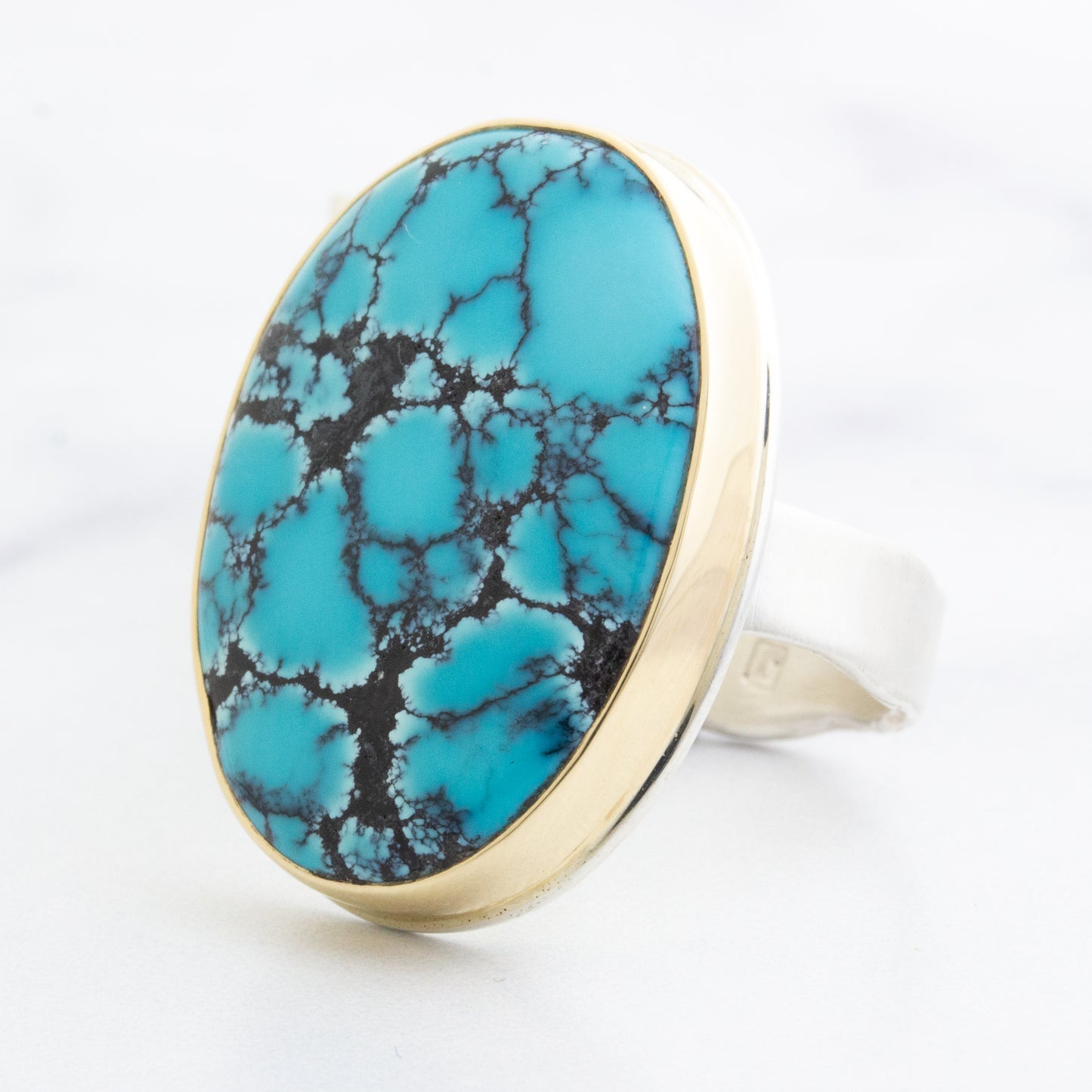 Sterling & 14K Gold Cloud Mountain Turquoise Ring