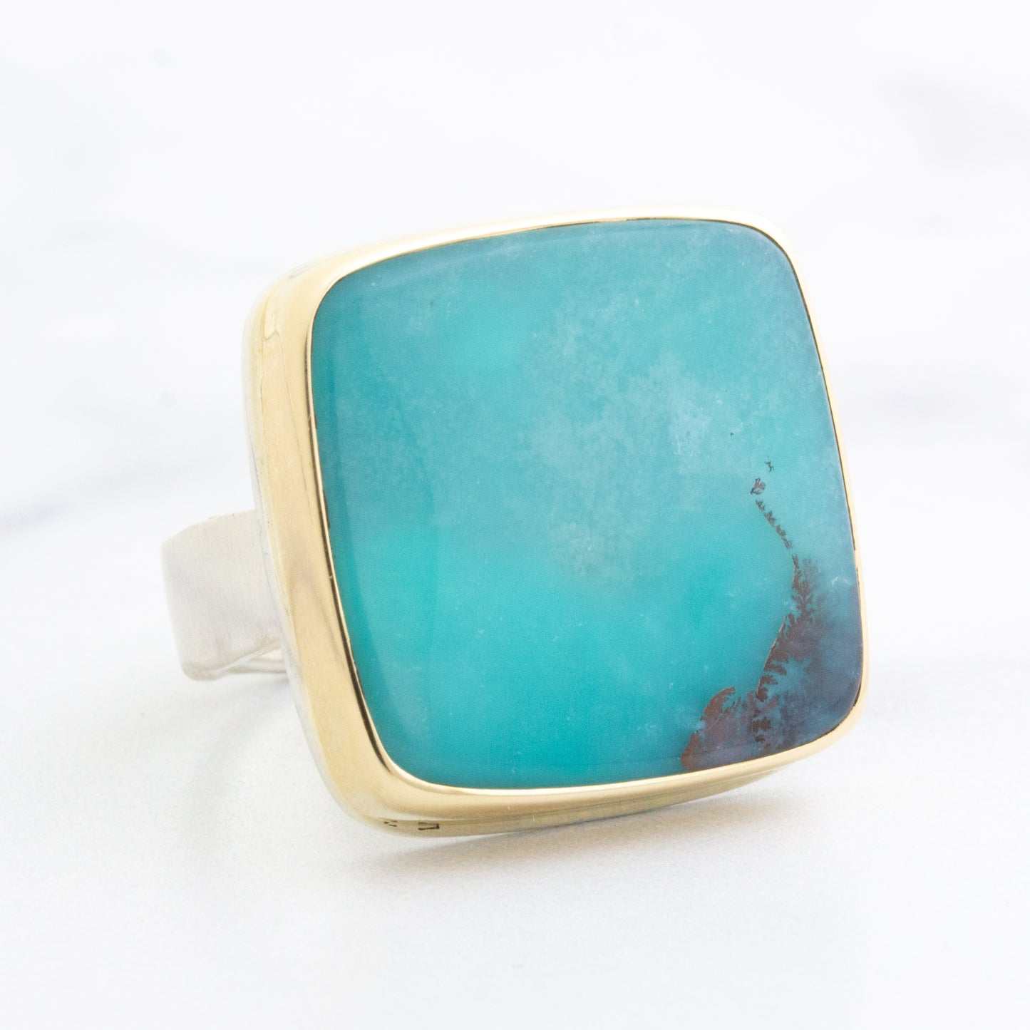 Sterling & 14K Gold Indonesian Blue Opal Ring