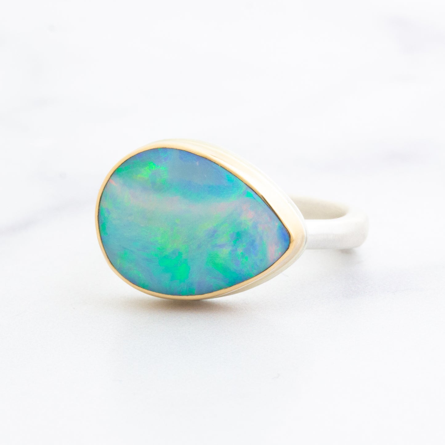 Sterling & 18K Gold Australian Opal Ring