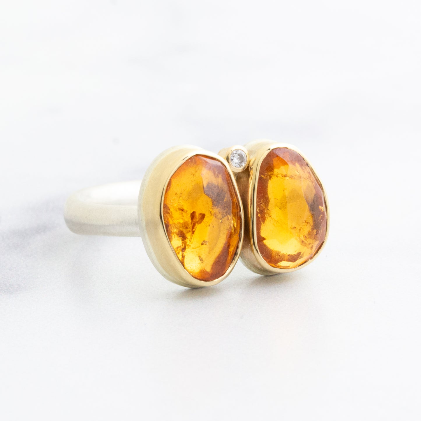 Sterling & 14K Gold Double Spessarite Ring